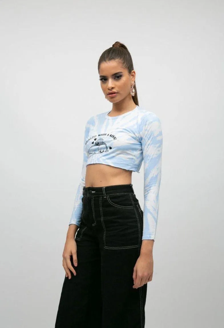 New Girl Order Long Sleeve Crop Top with Sealed With A Kiss Design