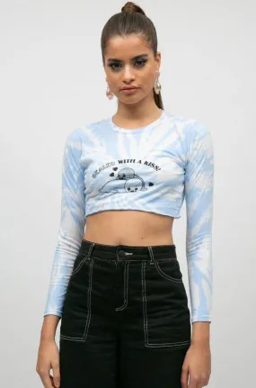 New Girl Order Long Sleeve Crop Top with Sealed With A Kiss Design