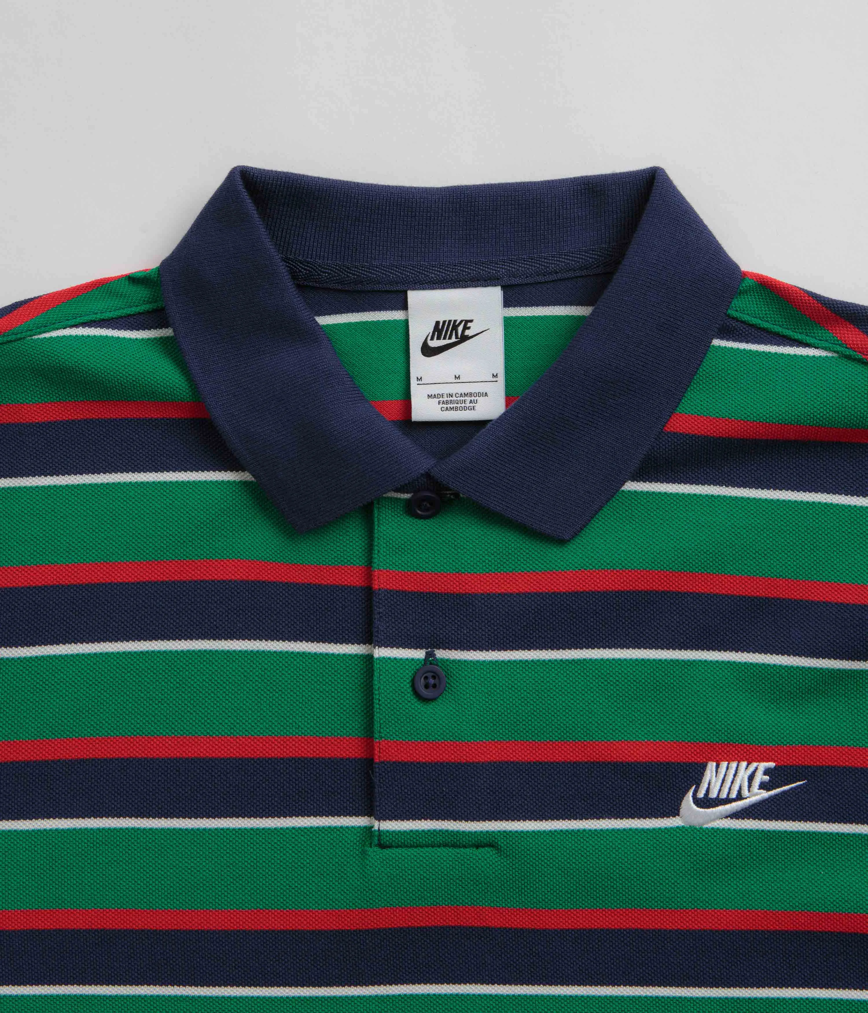 Nike Club Striped Polo Shirt - Midnight Navy / White