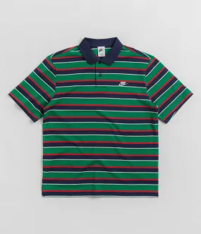 Nike Club Striped Polo Shirt - Midnight Navy / White