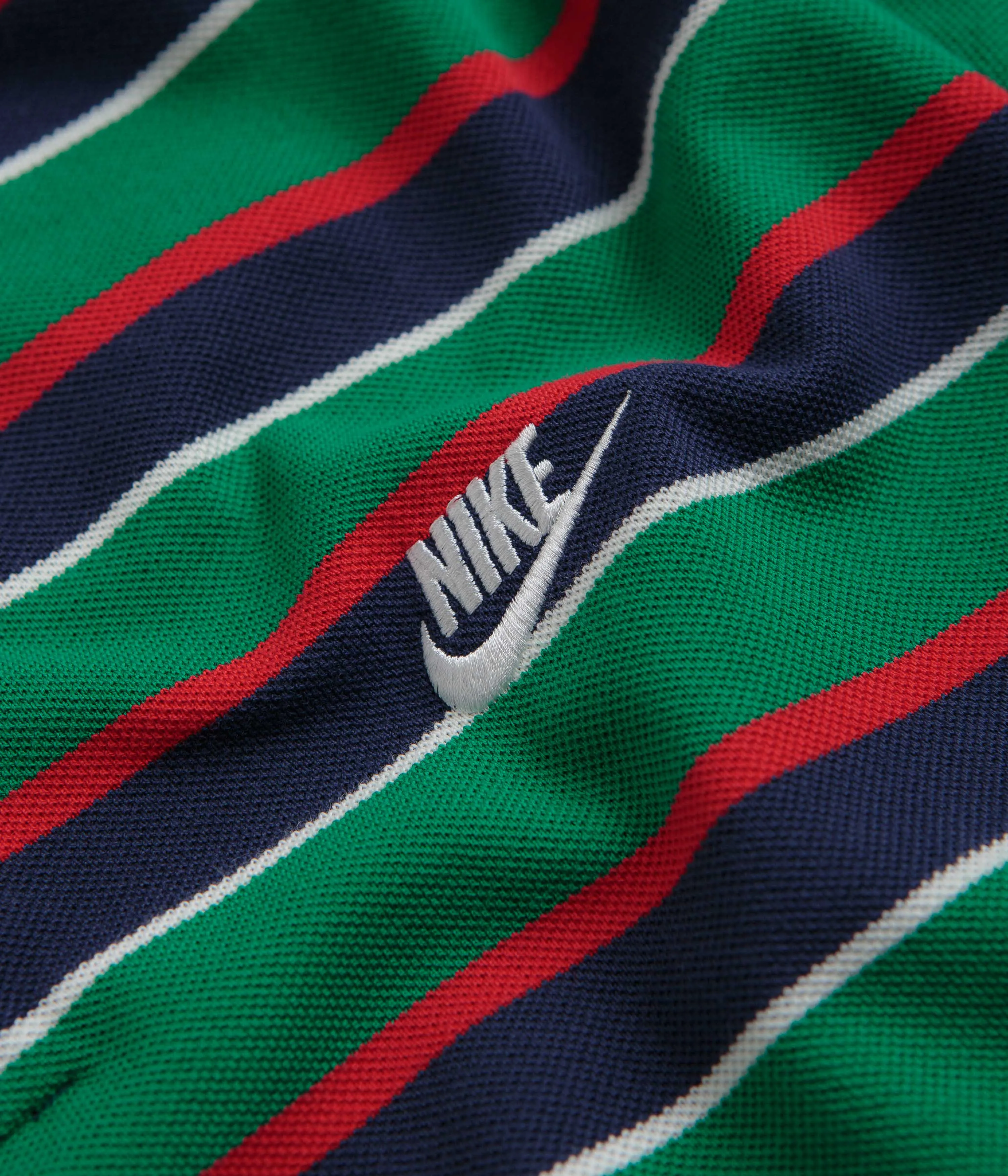 Nike Club Striped Polo Shirt - Midnight Navy / White