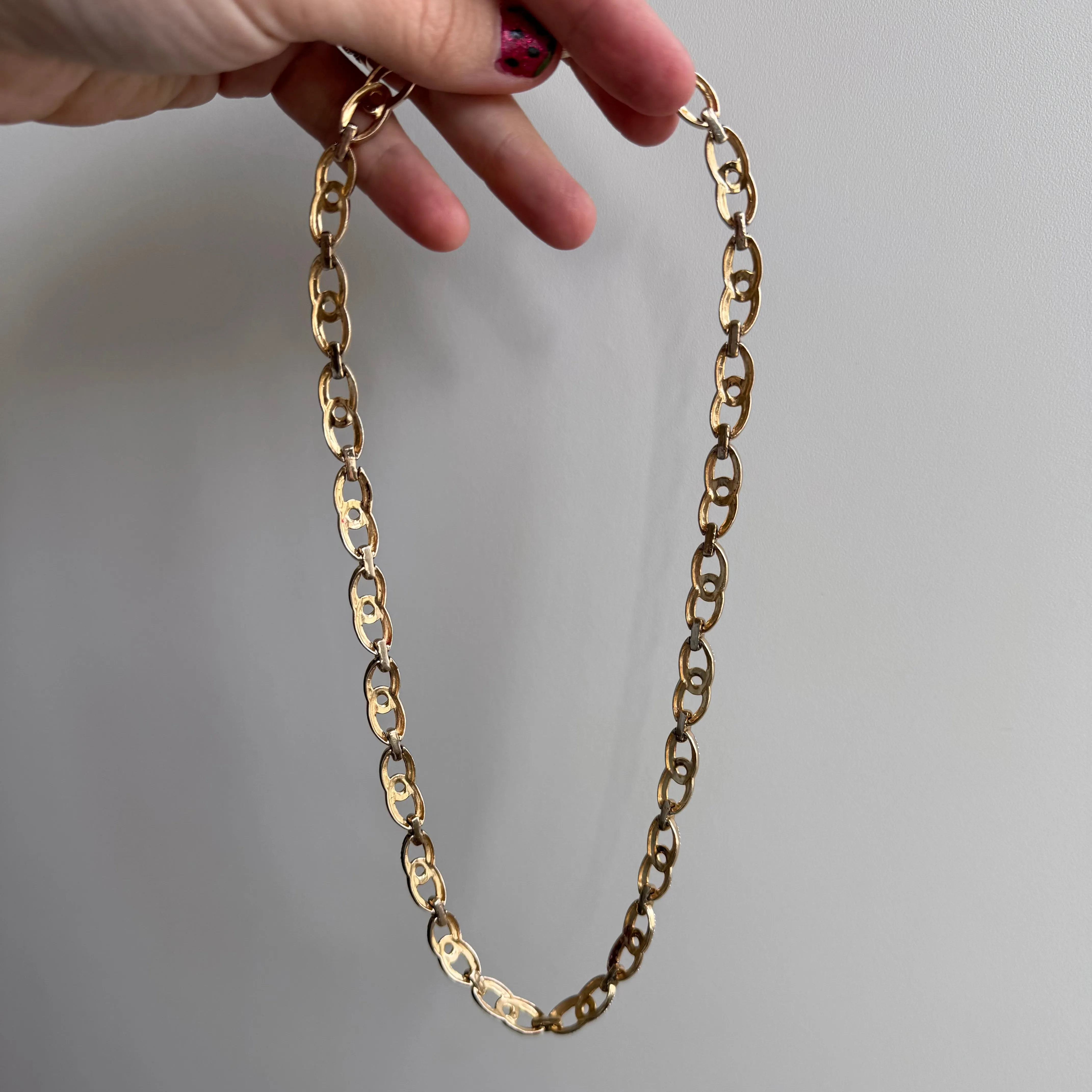 P R E - L O V E D // overlapping links / sterling silver with gold plating / tennis necklace style / 18.25, 30g