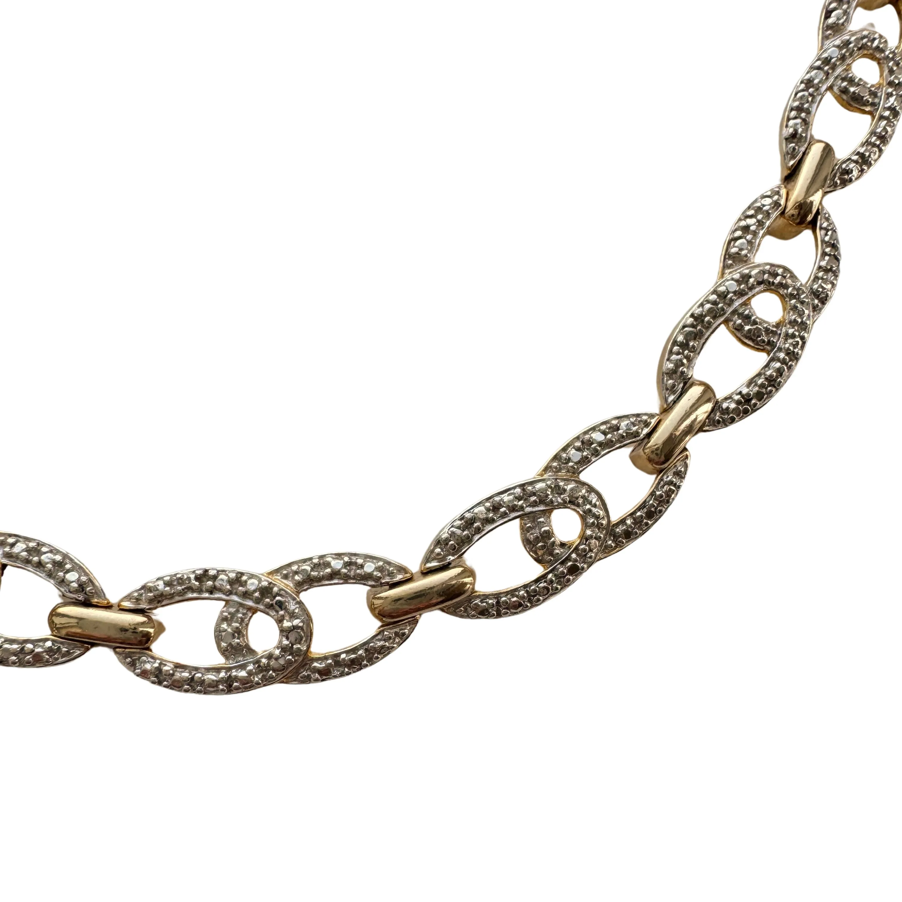 P R E - L O V E D // overlapping links / sterling silver with gold plating / tennis necklace style / 18.25, 30g