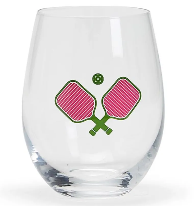 Pickleball Stemless Wine Glass