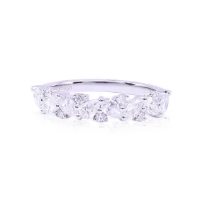 PLATINUM MIXED-CUT PEAR-SHAPE AND ROUND DIAMOND BAND - 0.72CTW