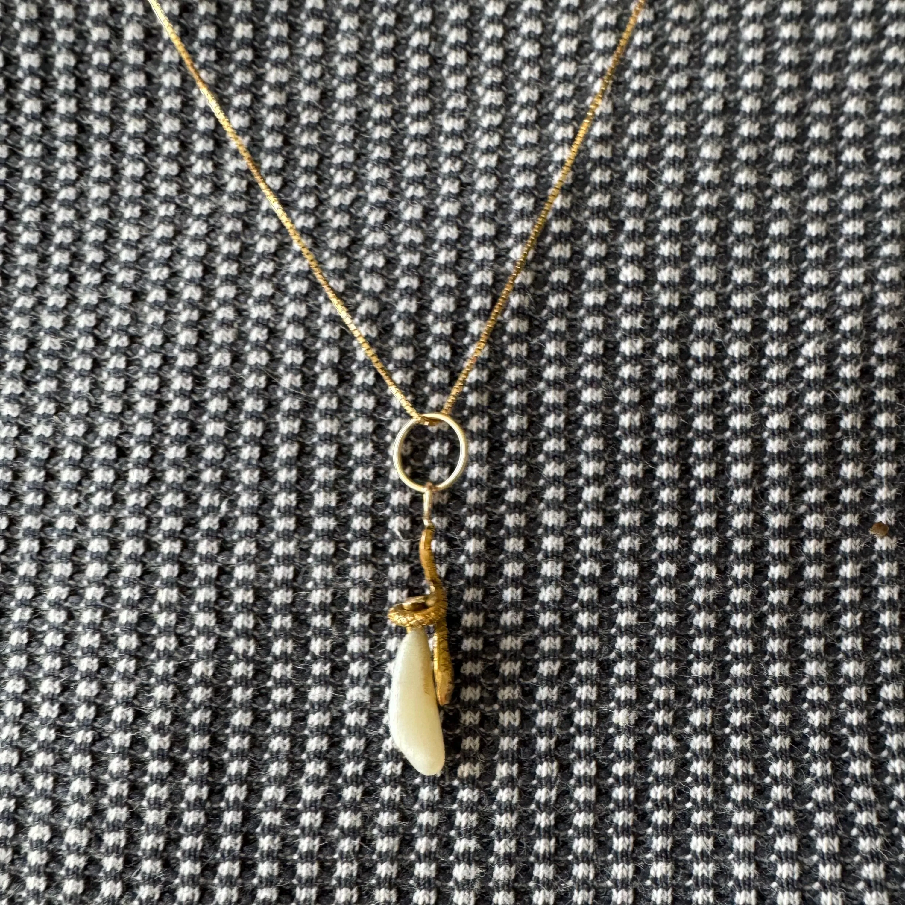 reimagined A N T I Q U E // a snake and her egg / 14k yellow gold and freshwater pearl / a conversion pendant