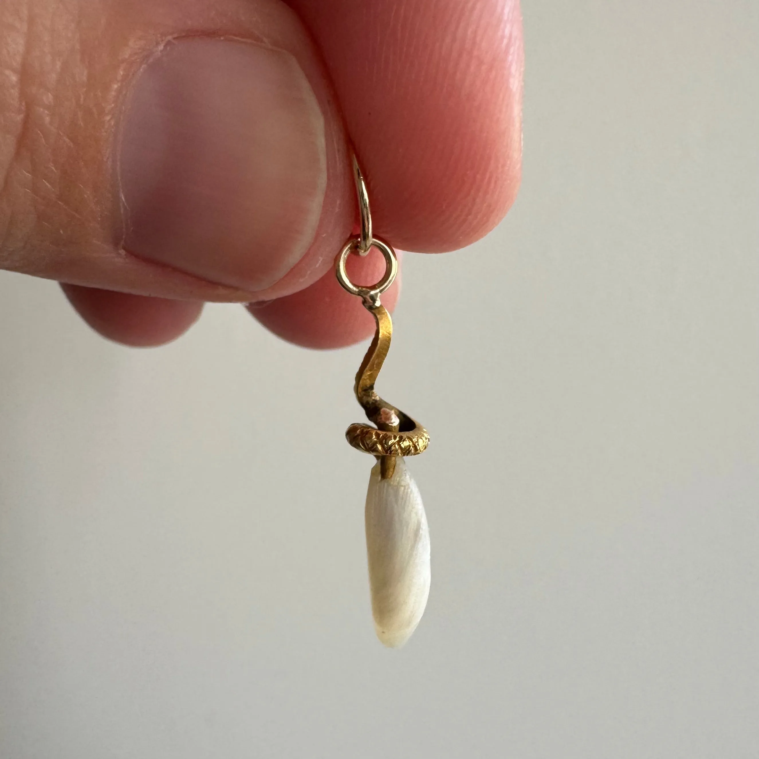 reimagined A N T I Q U E // a snake and her egg / 14k yellow gold and freshwater pearl / a conversion pendant