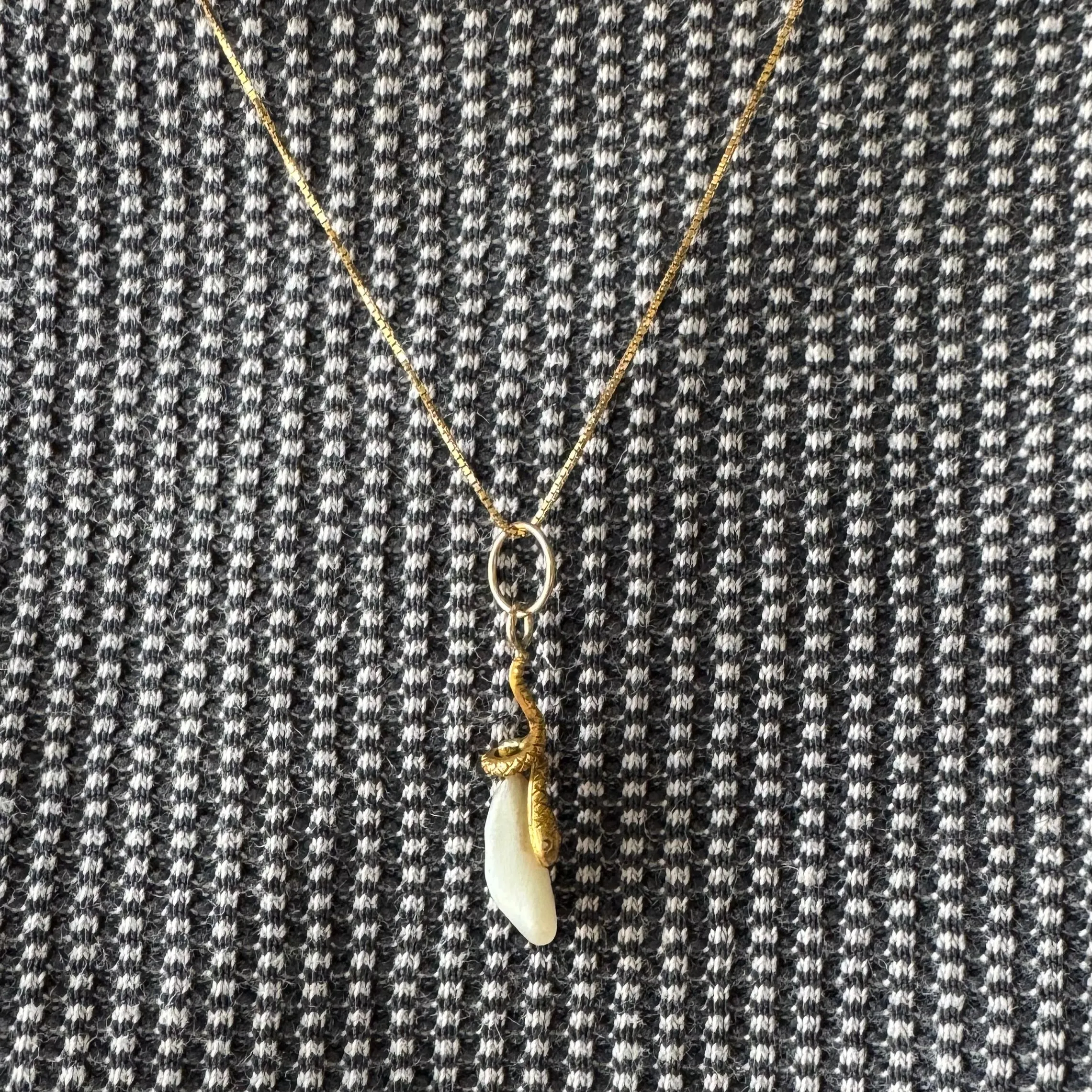 reimagined A N T I Q U E // a snake and her egg / 14k yellow gold and freshwater pearl / a conversion pendant