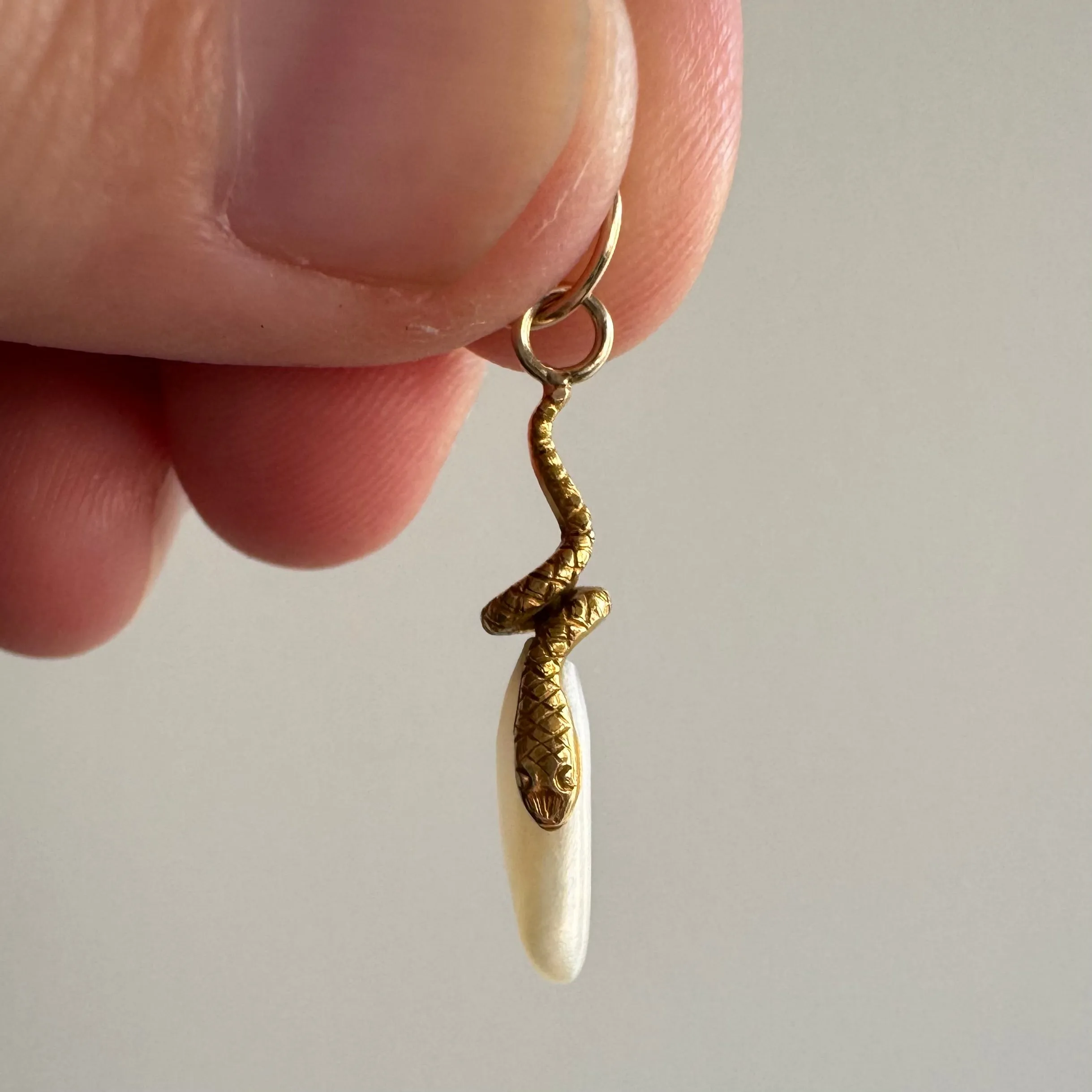 reimagined A N T I Q U E // a snake and her egg / 14k yellow gold and freshwater pearl / a conversion pendant