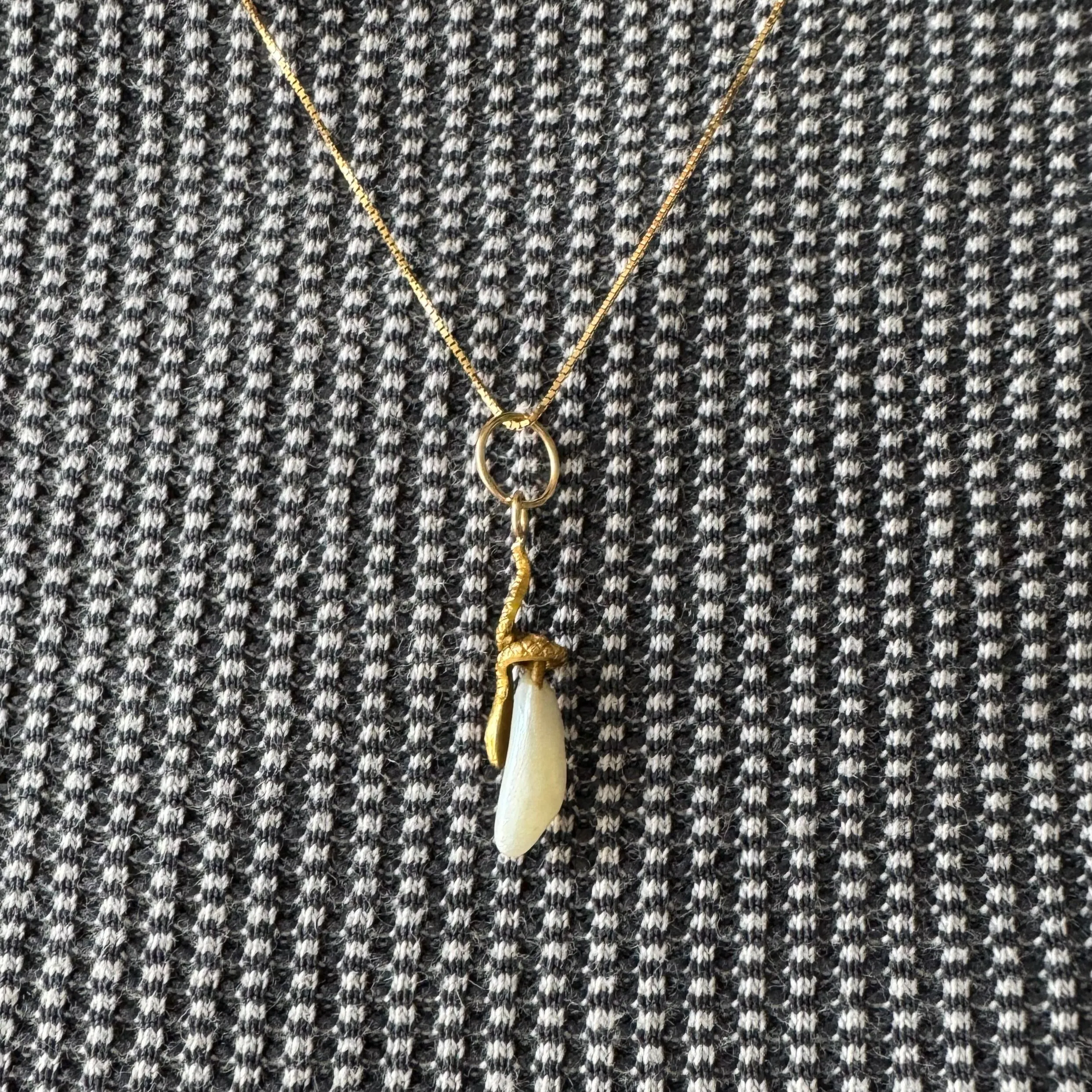 reimagined A N T I Q U E // a snake and her egg / 14k yellow gold and freshwater pearl / a conversion pendant