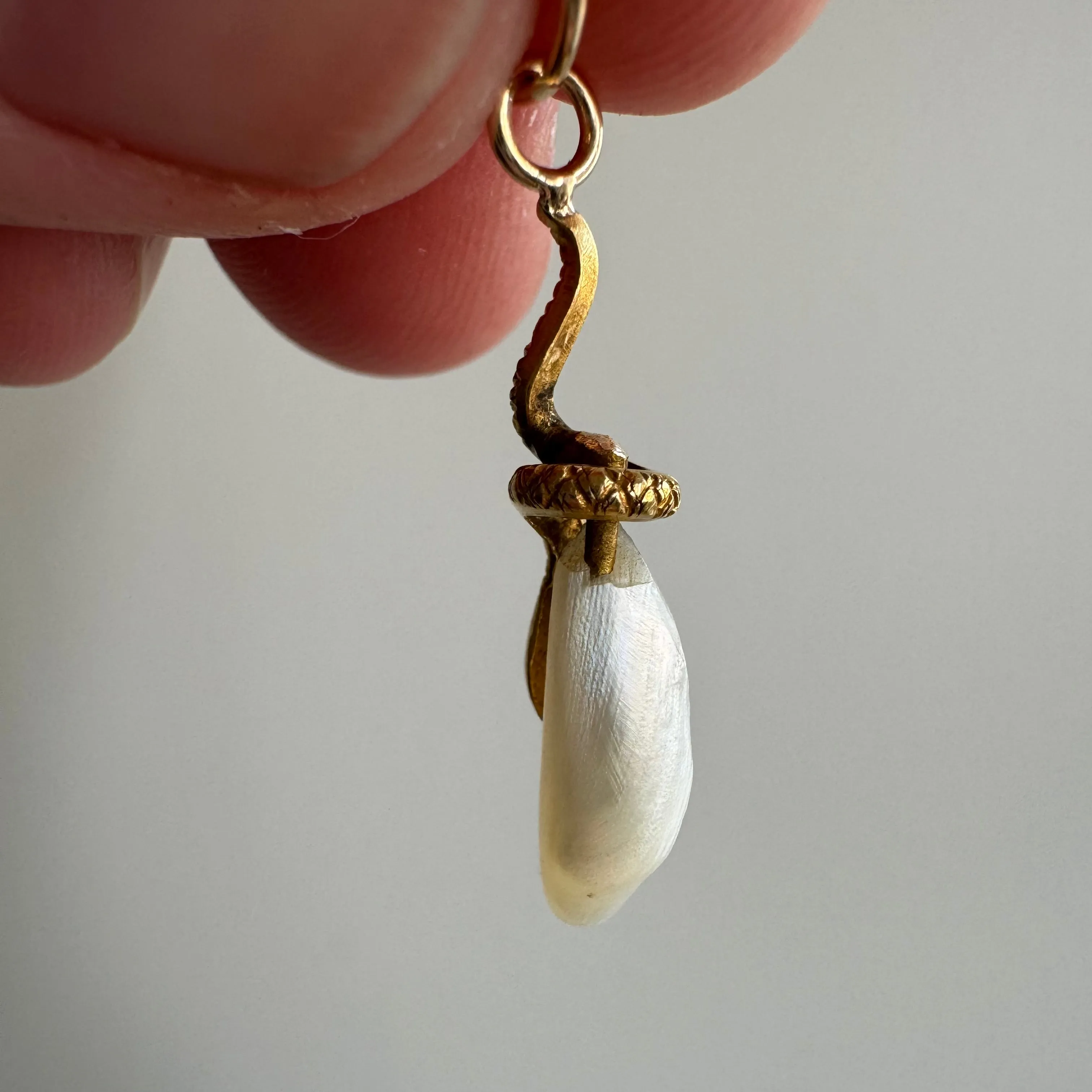 reimagined A N T I Q U E // a snake and her egg / 14k yellow gold and freshwater pearl / a conversion pendant