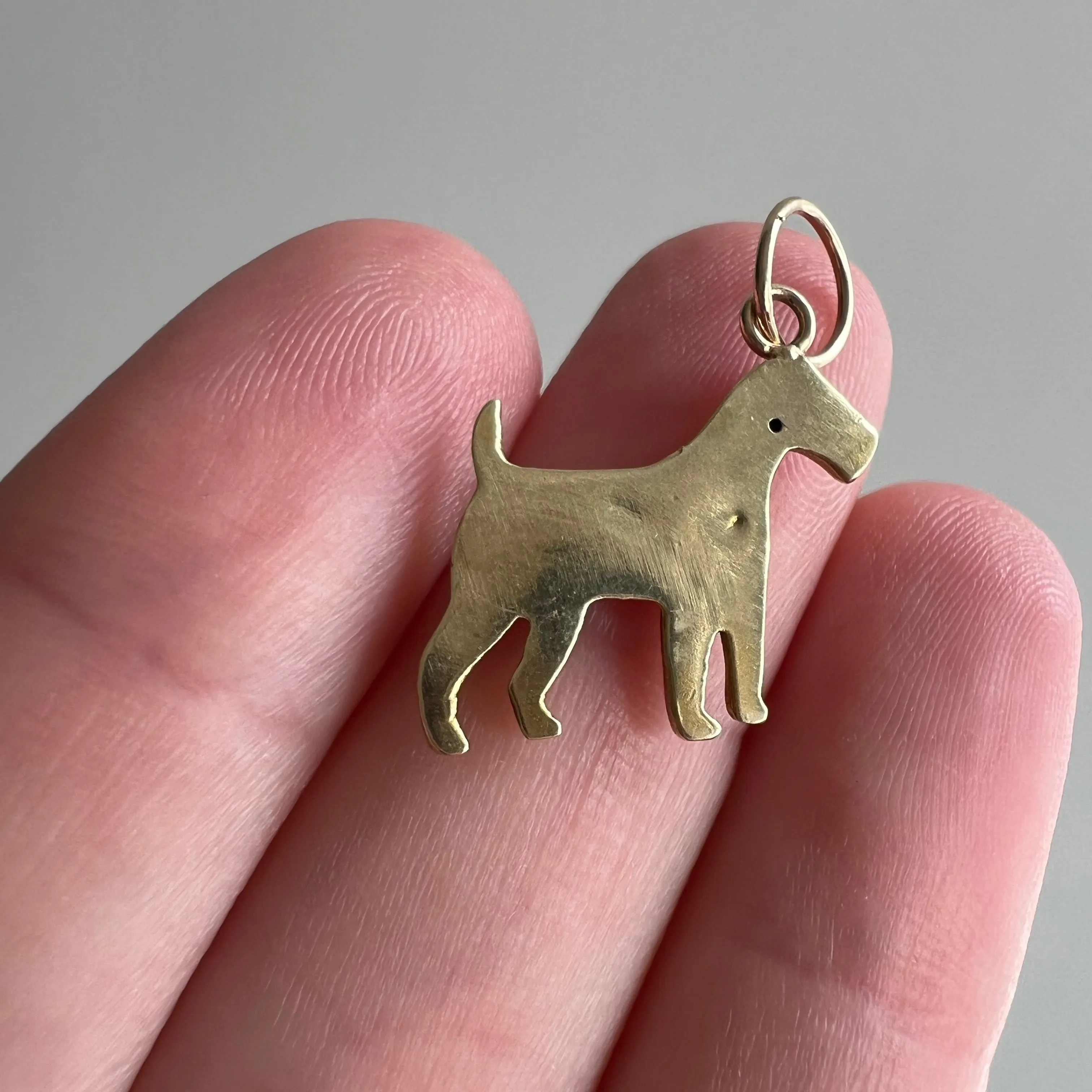 reimagined V I N T A G E // tiniest terrier / 14k and enamel dog / pin conversion pendant