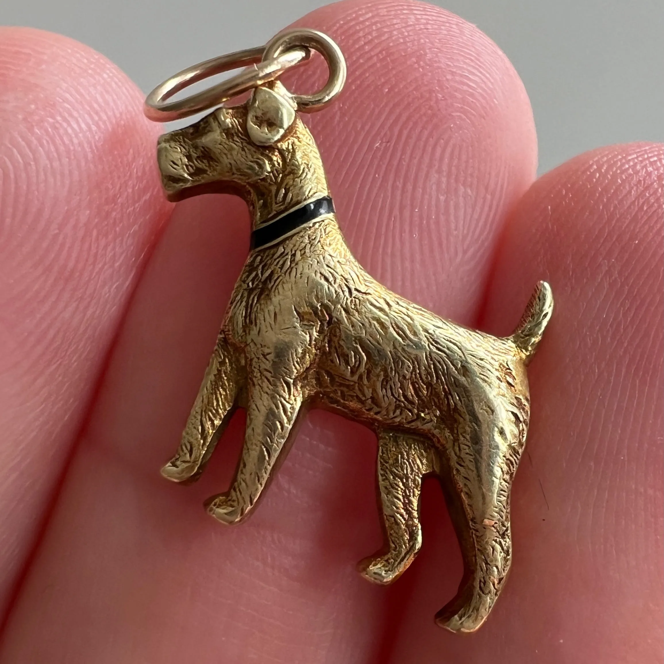 reimagined V I N T A G E // tiniest terrier / 14k and enamel dog / pin conversion pendant