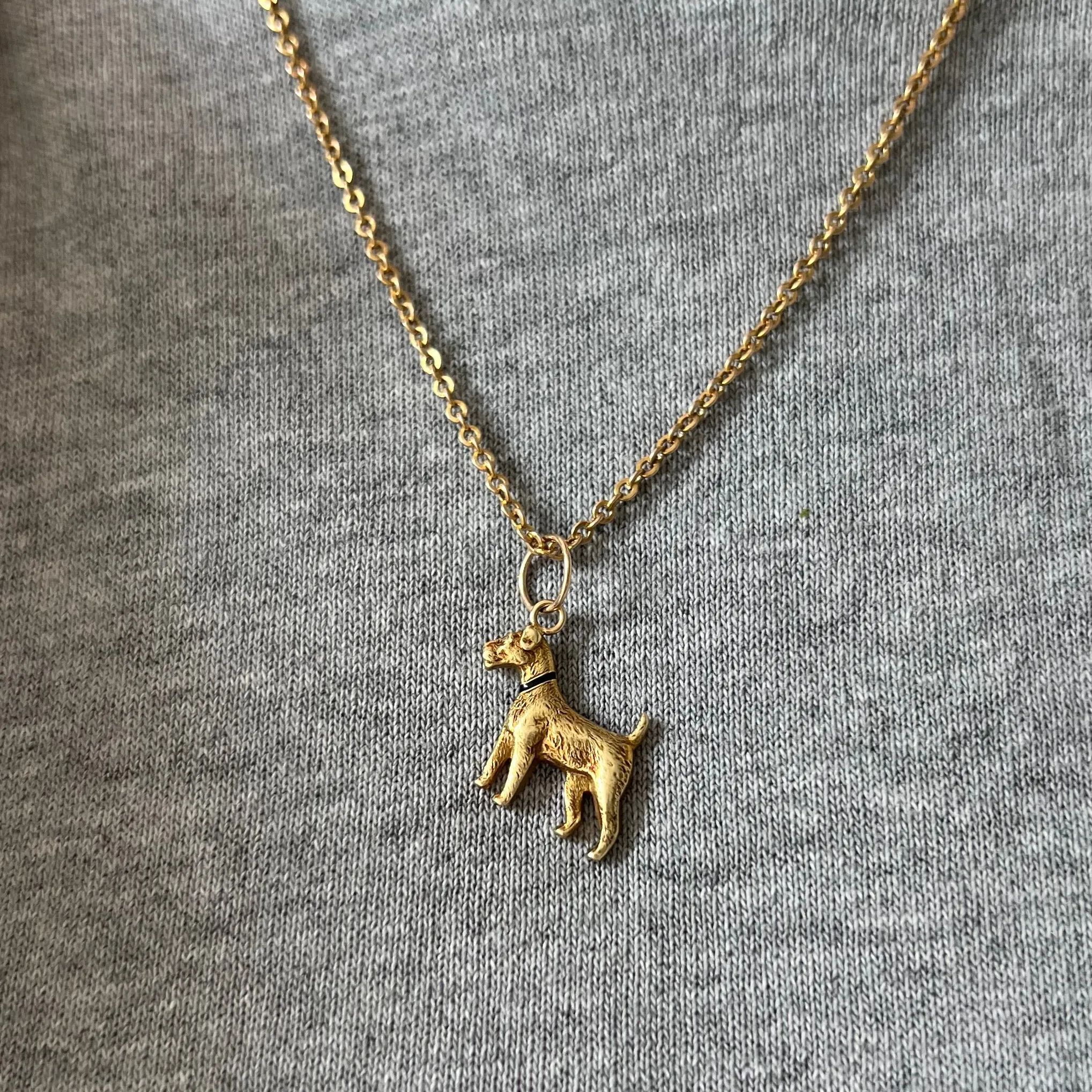 reimagined V I N T A G E // tiniest terrier / 14k and enamel dog / pin conversion pendant