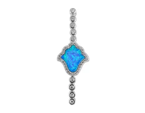 Sterling Silver Blue Opal Hamsa Bolo Bracelet (Zara Collection)