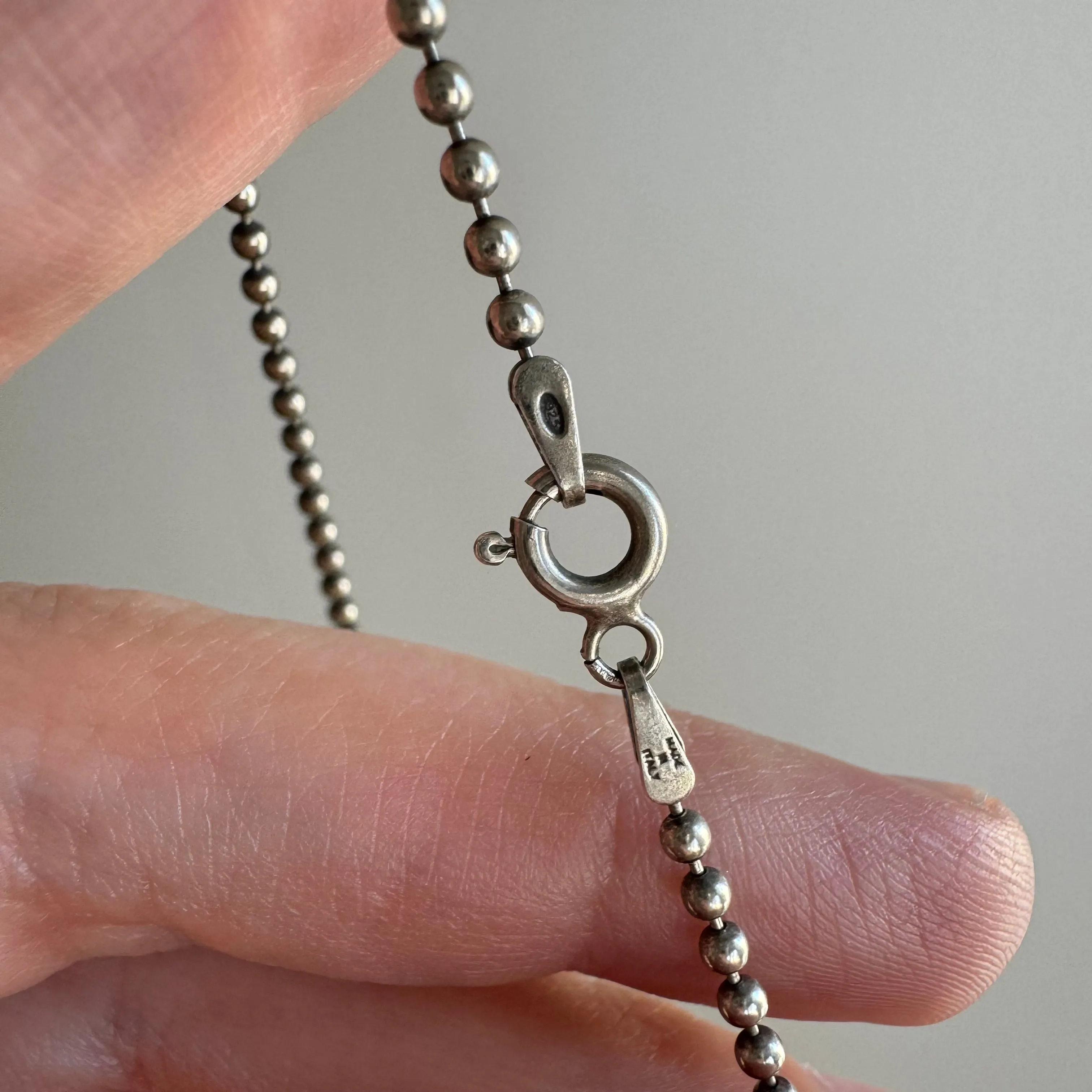 V I N T A G E // classic ball bead / sterling silver ball bead necklace chain / 18