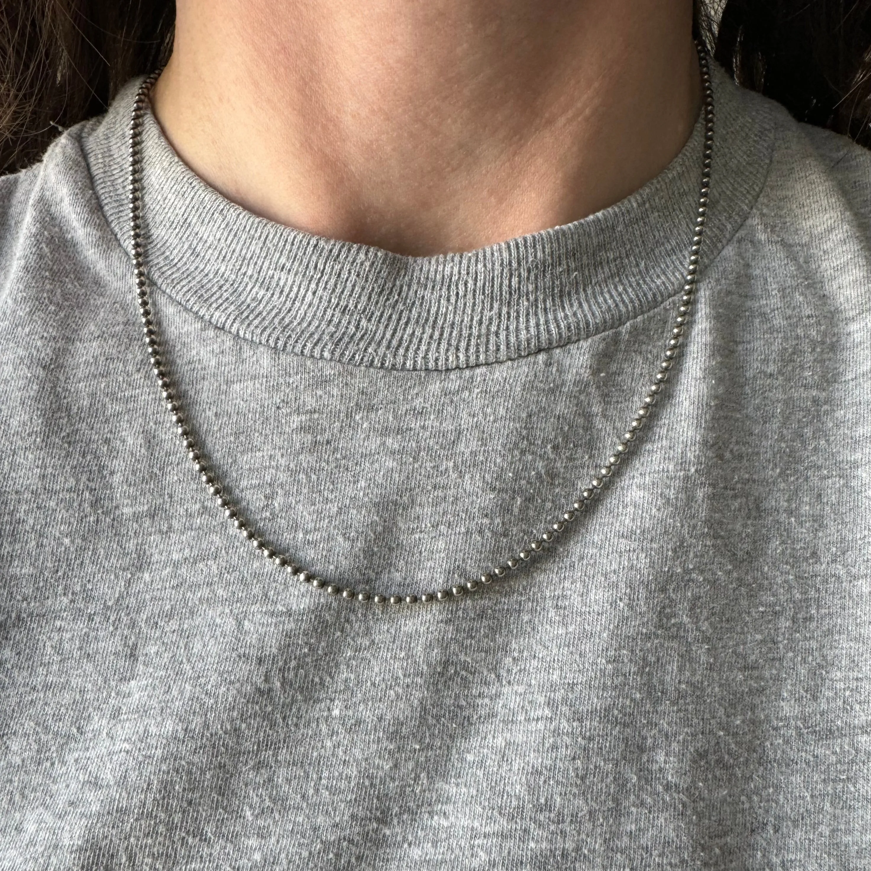 V I N T A G E // classic ball bead / sterling silver ball bead necklace chain / 18