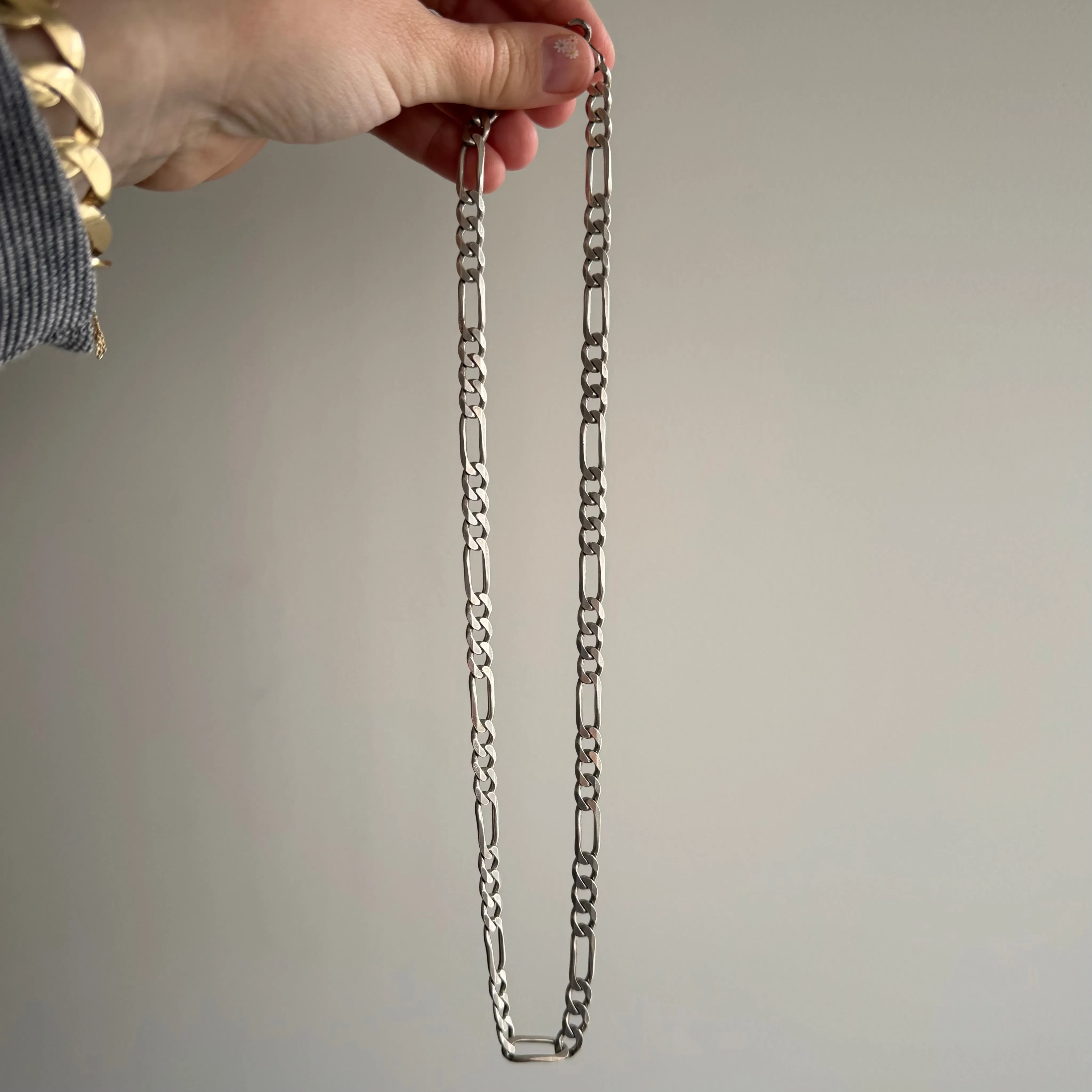 V I N T A G E // double sided figaro / Italy sterling silver figaro chain / 20.75, 32g