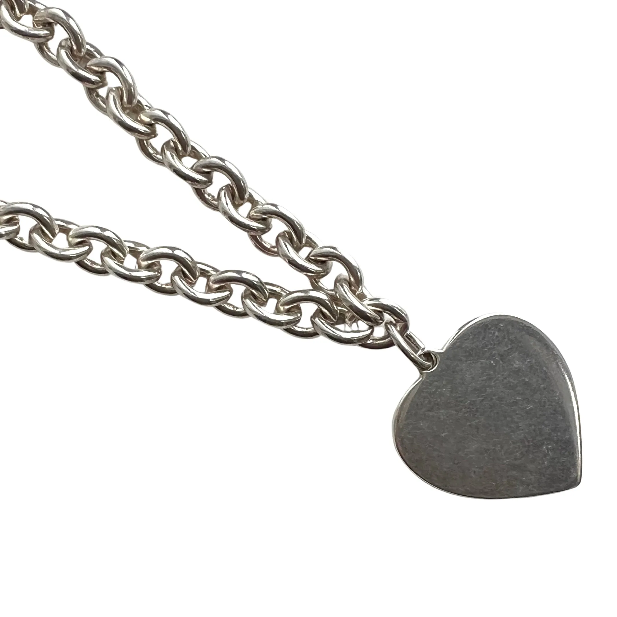 V I N T A G E // finest heart / super chunky silver cable chain and heart necklace / 18.5, 72g