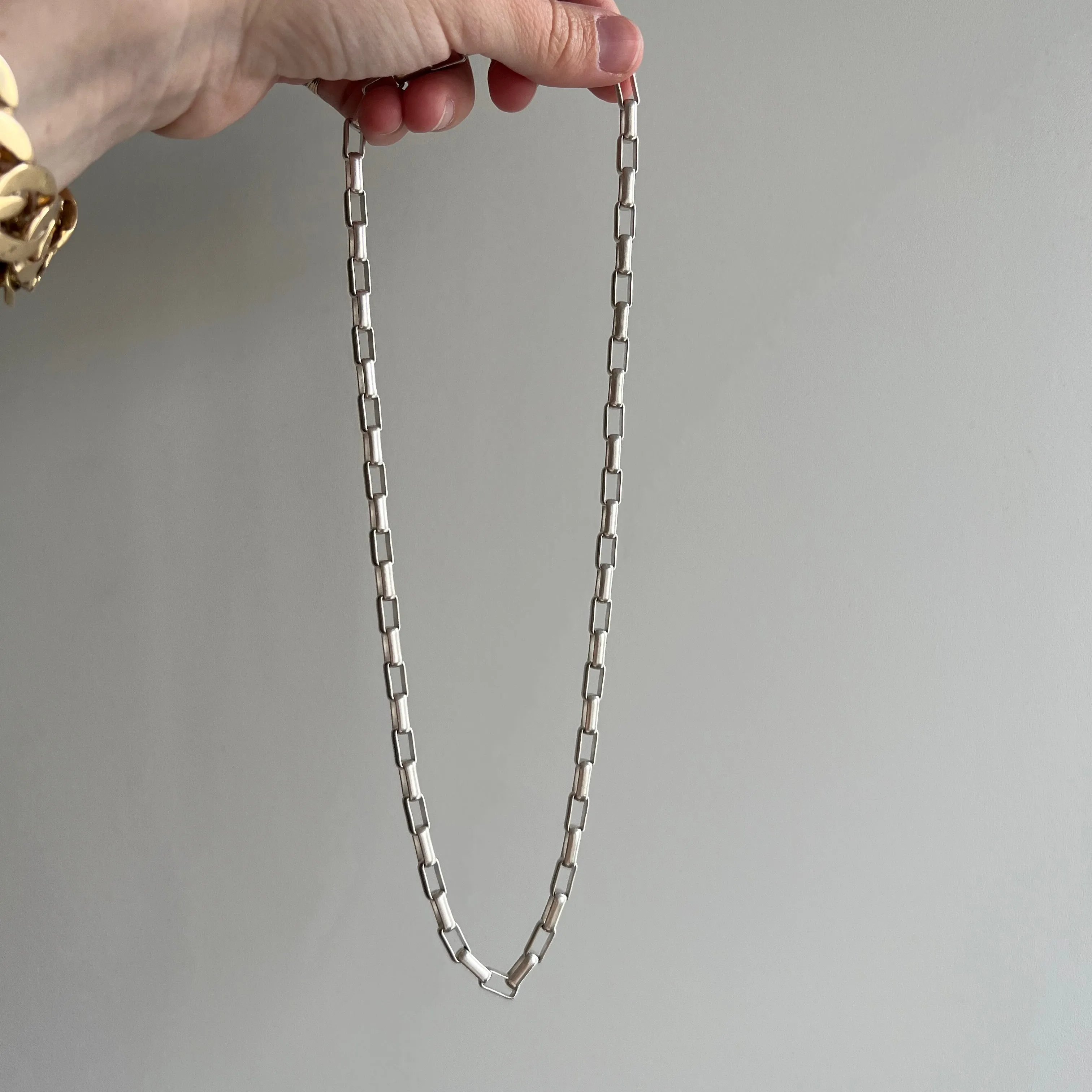 V I N T A G E // longest box / Italy sterling silver elongated box chain / 20.25 long 39.8g