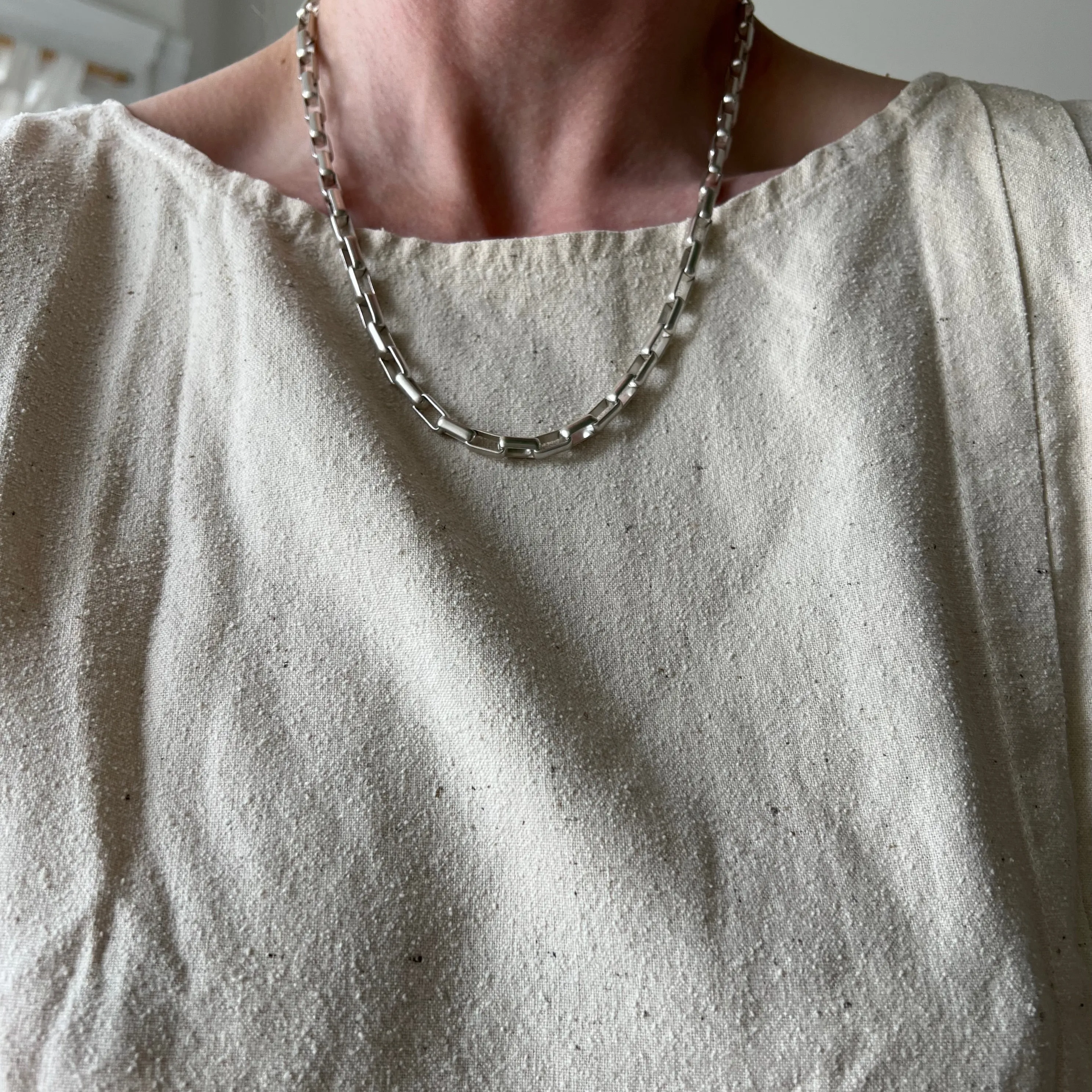 V I N T A G E // longest box / Italy sterling silver elongated box chain / 20.25 long 39.8g