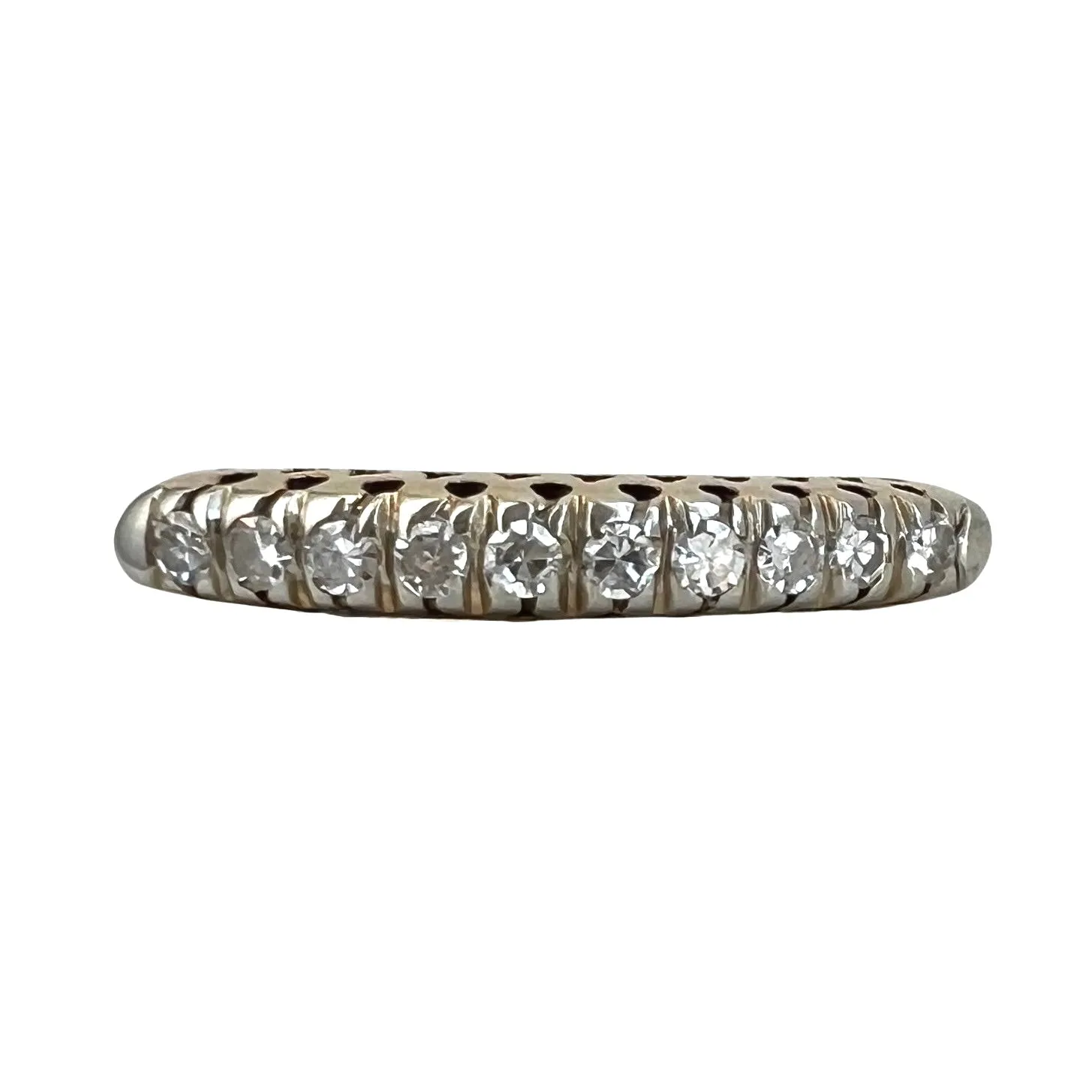 V I N T A G E // sparkle bridge / 14k yellow and white gold diamond architecture / half eternity band / size 7.5 to 7.75