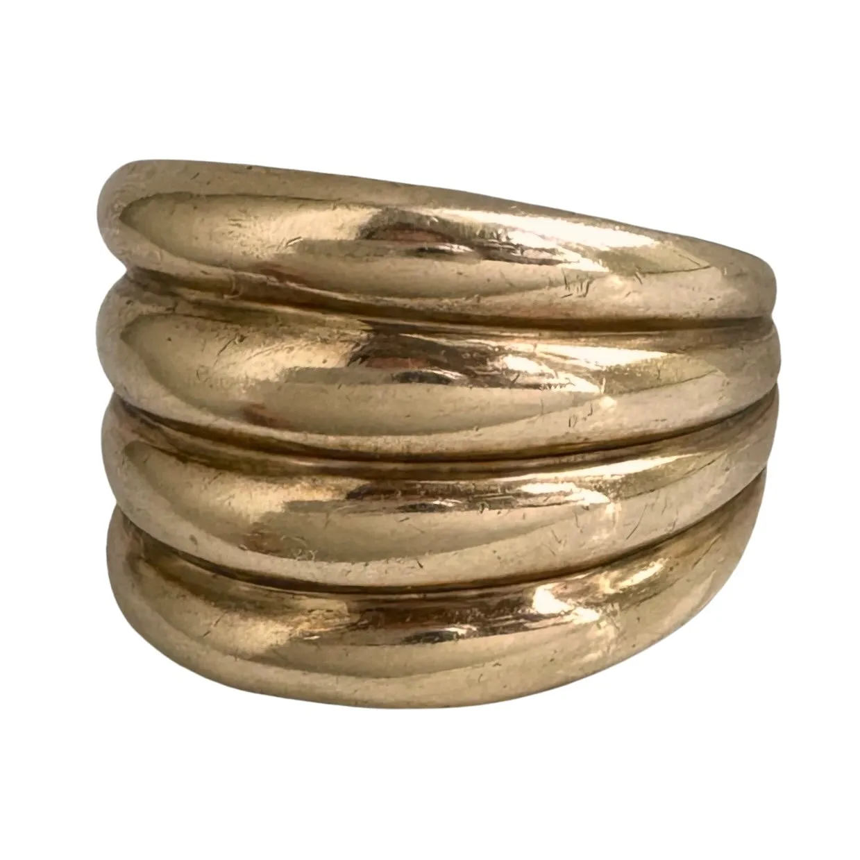 V I N T A G E // stack illusion / 10k yellow gold instant stack wide band / size 6-6.25