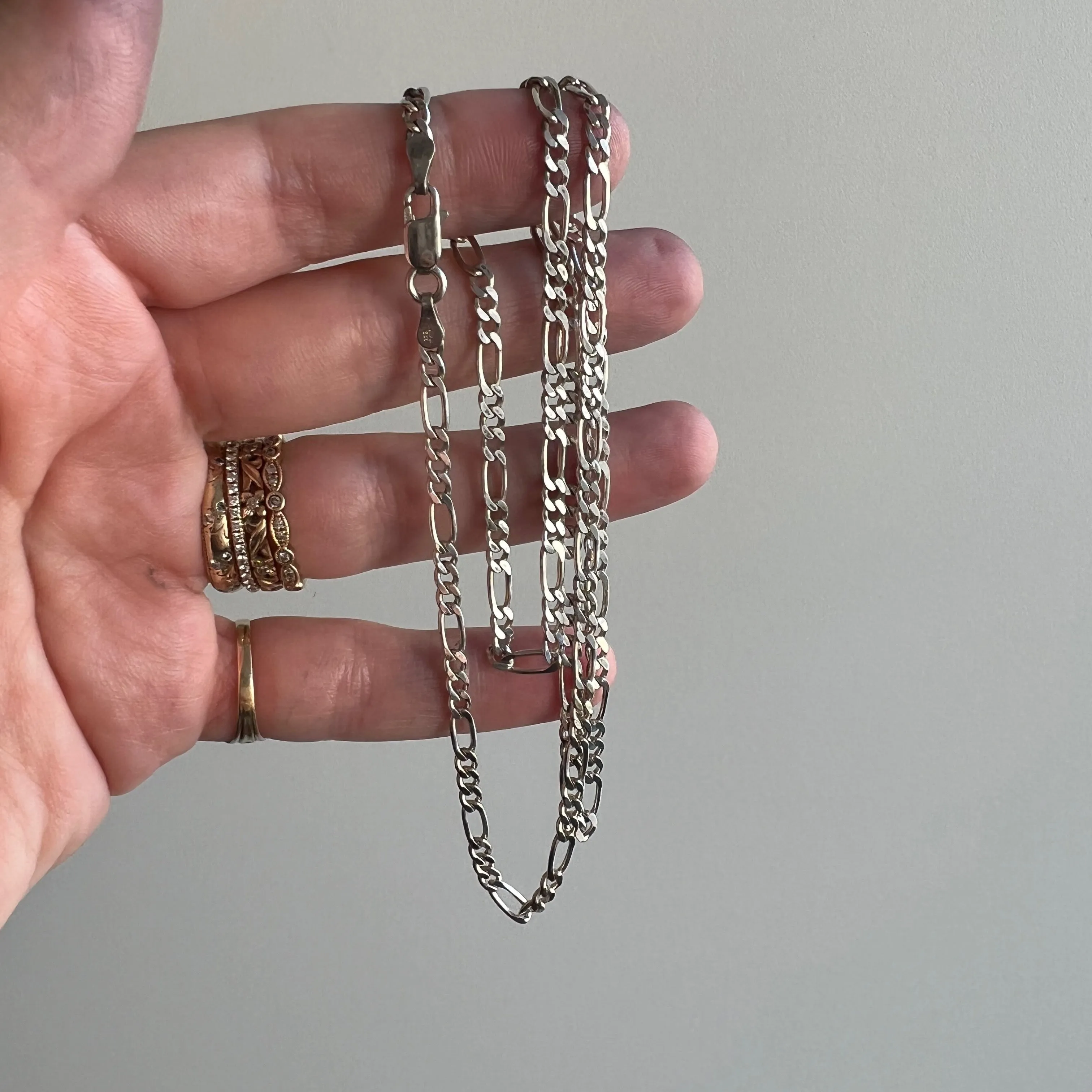 V I N T A G E // three to one figaro / Italy sterling silver figaro chain / 22, 8.9g