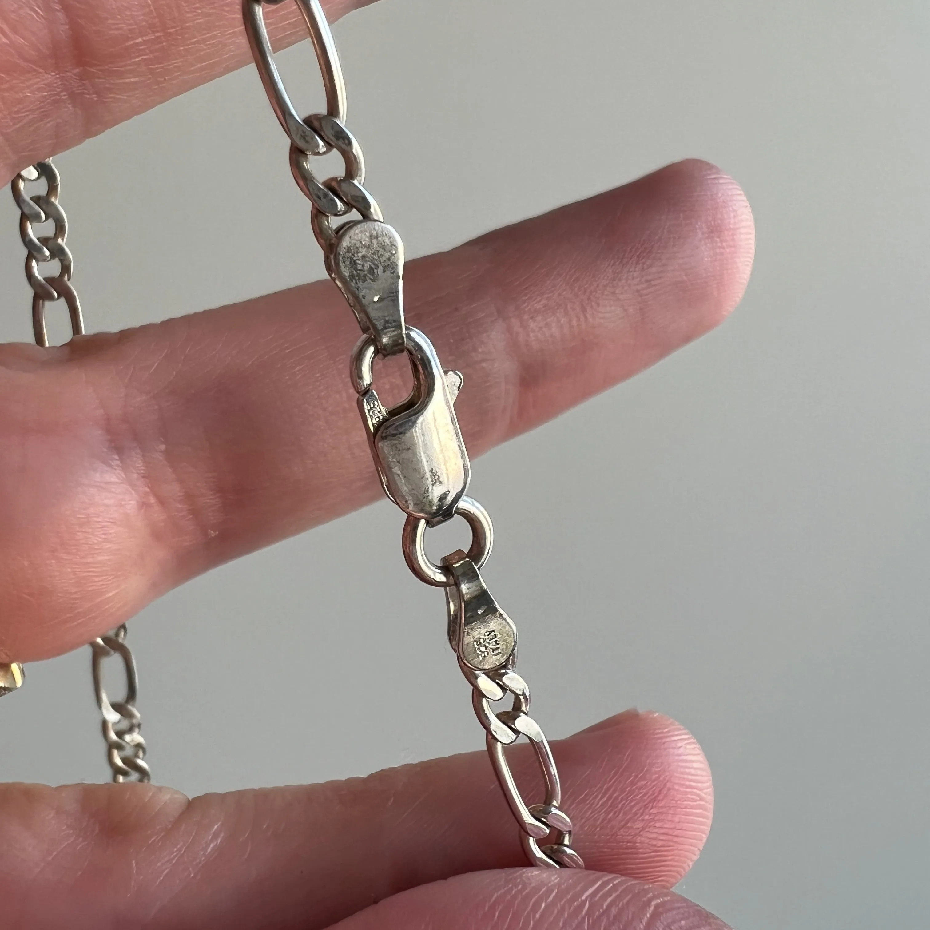 V I N T A G E // three to one figaro / Italy sterling silver figaro chain / 22, 8.9g