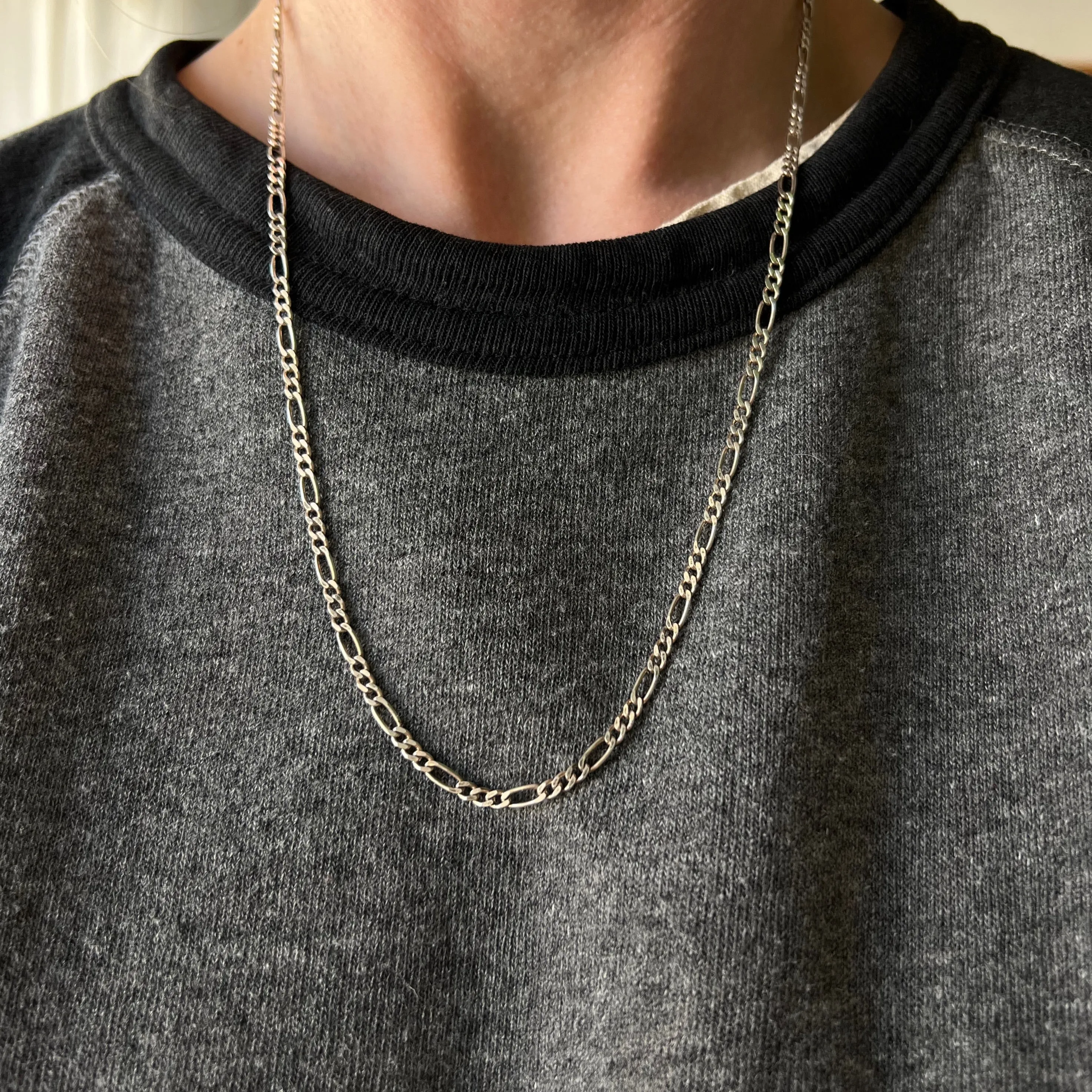 V I N T A G E // three to one figaro / Italy sterling silver figaro chain / 22, 8.9g