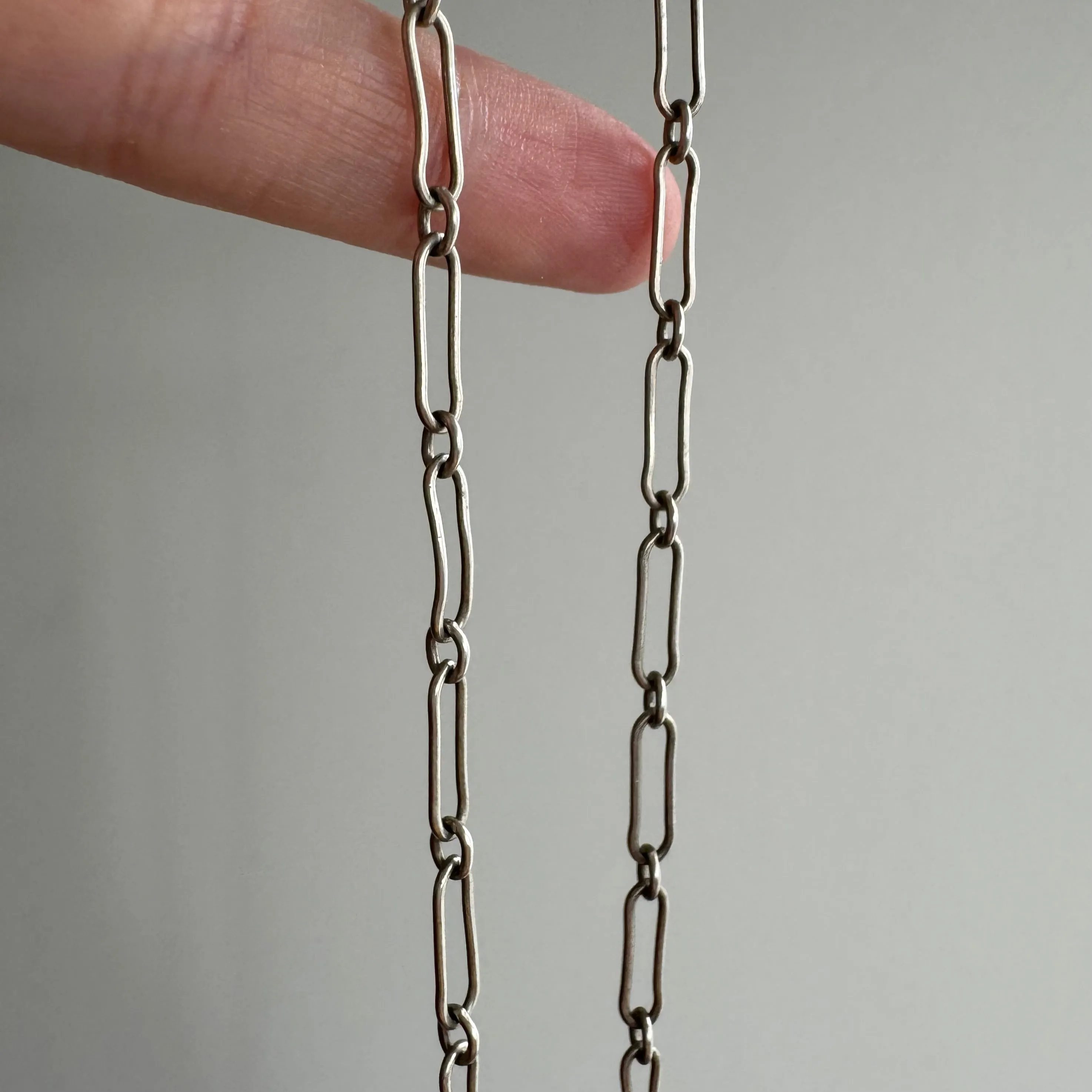 V I N T A G E // trombone paperclip / sterling silver long and short link chain / 24, 7g