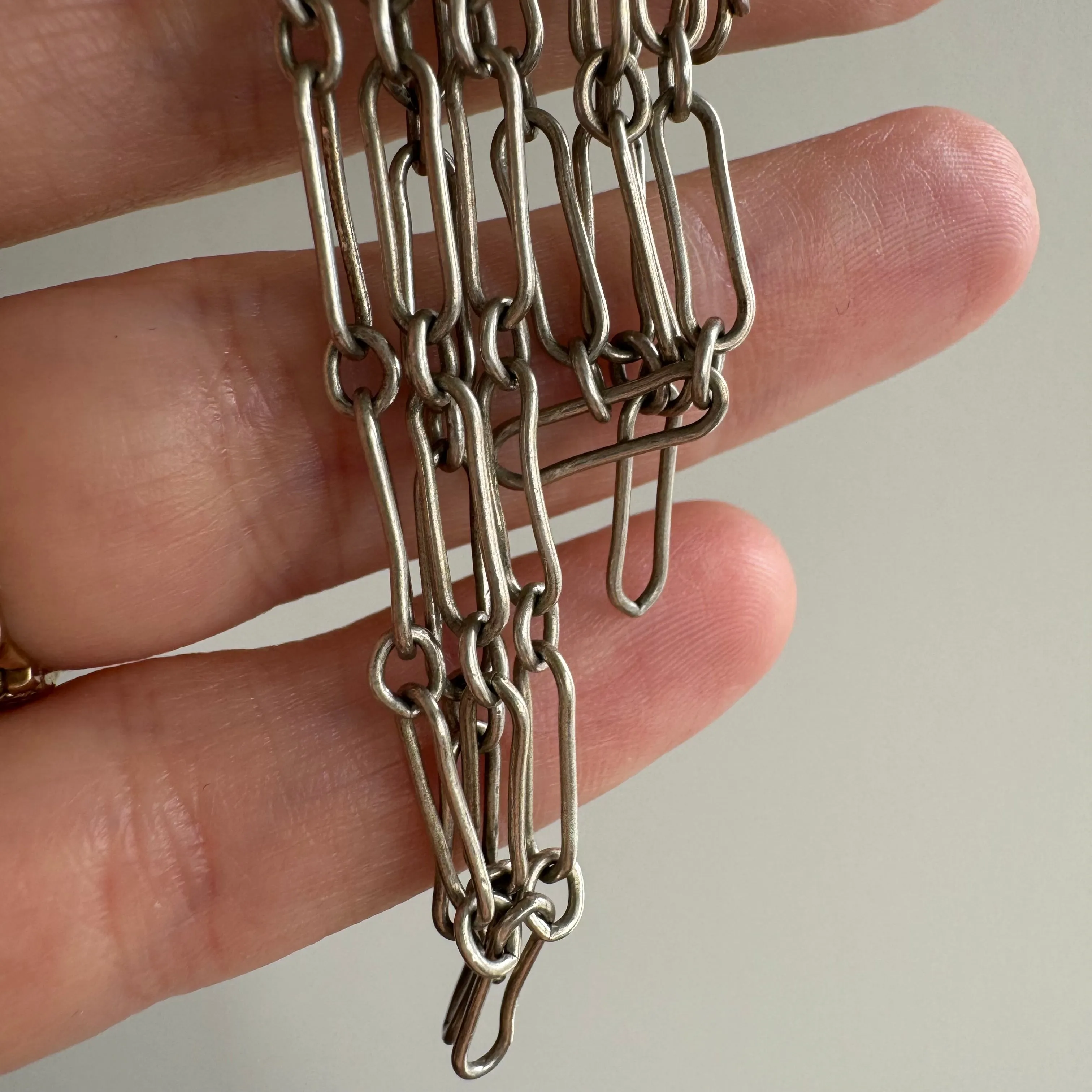 V I N T A G E // trombone paperclip / sterling silver long and short link chain / 24, 7g