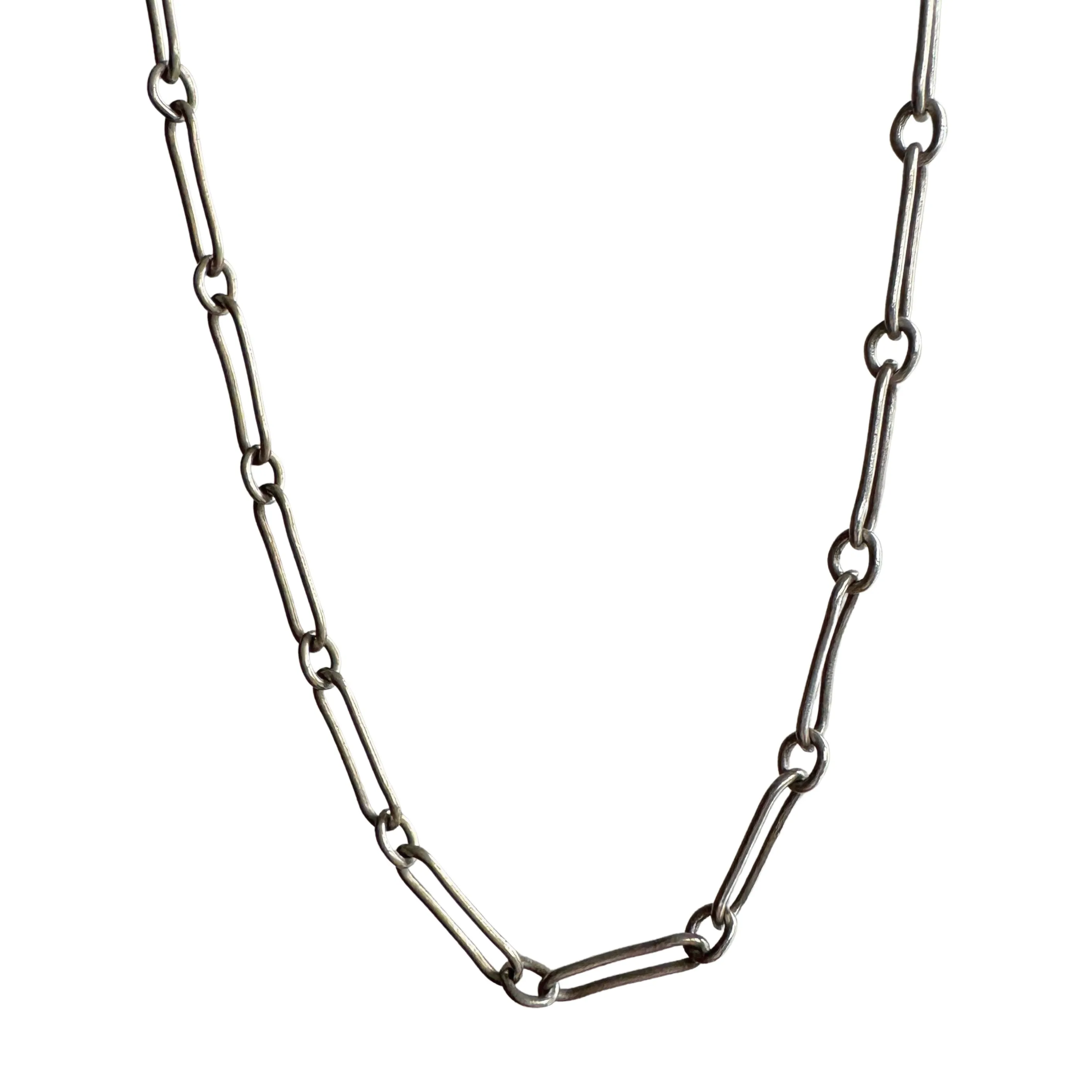 V I N T A G E // trombone paperclip / sterling silver long and short link chain / 24, 7g