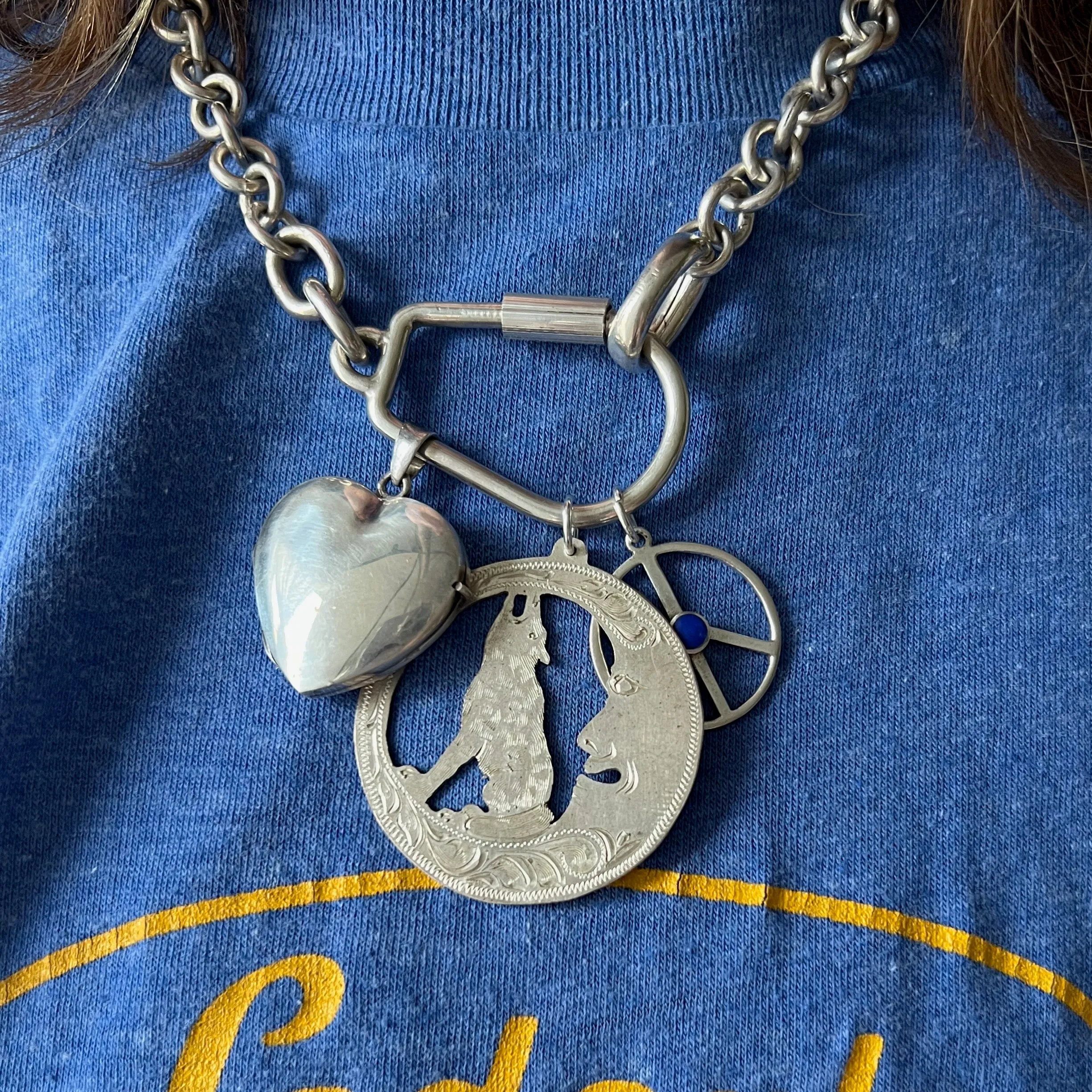 V I N T A G E // what we need right now / sterling silver and lapis peace sign / a pendant