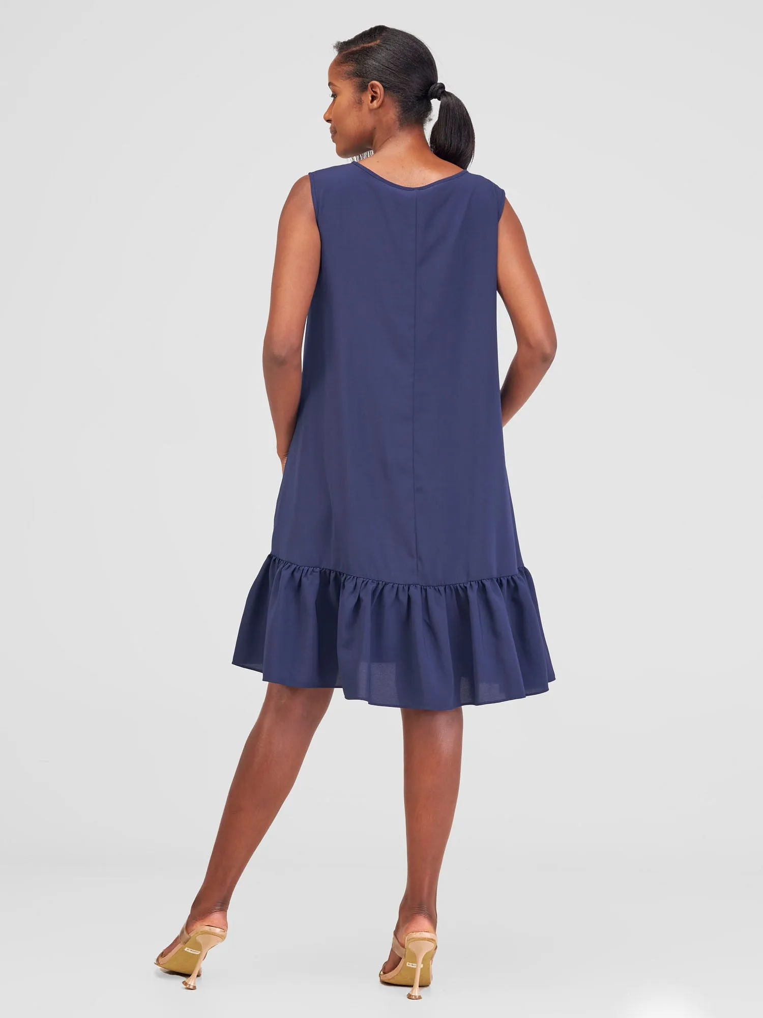 Vivo Dalia Sleeveless Gathered Tent Dress - Dark Navy