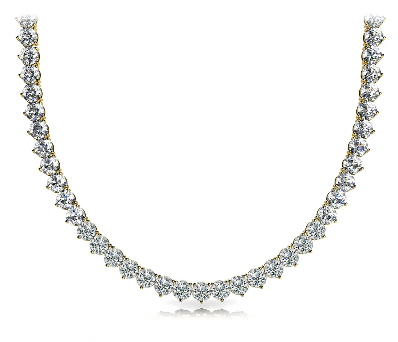 WIND 10 Carat Diamond Rivera Necklace in 14K - 18K Yellow Gold 3 prong set 7 pointer G Color SI1 Clarity BY MIKE NEKTA