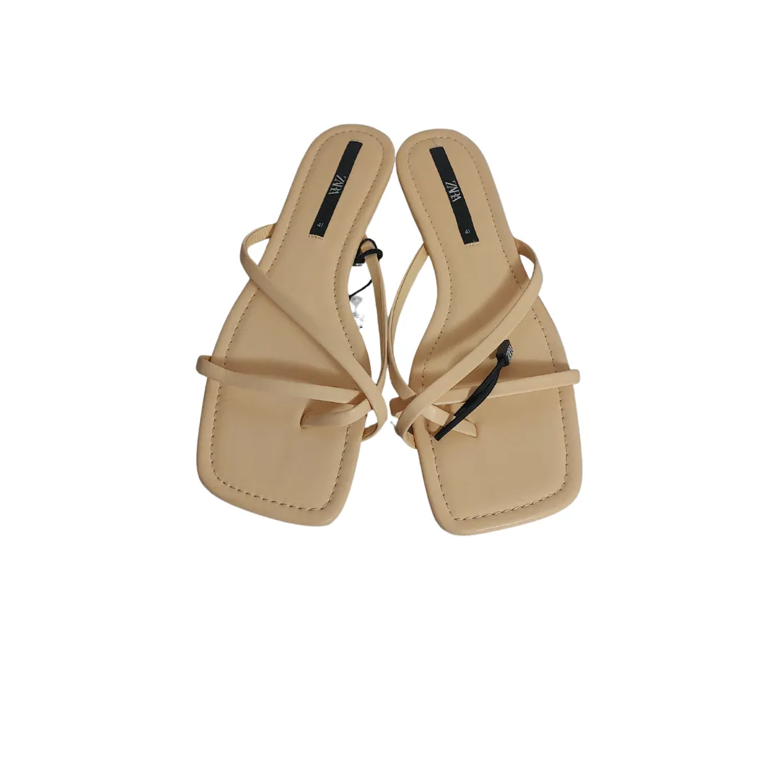 ZARA Beige Strappy Flat Sandals | Brand New |