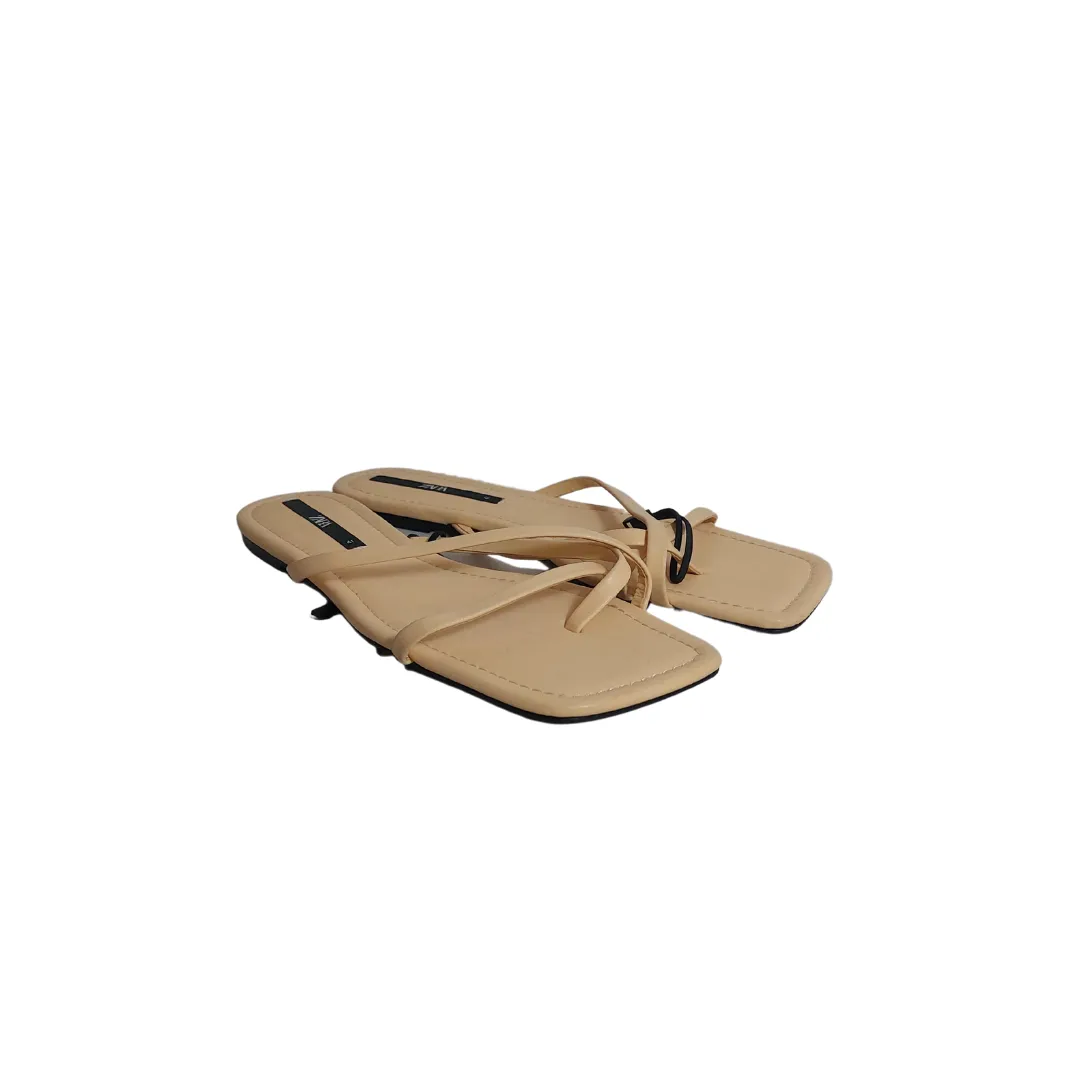 ZARA Beige Strappy Flat Sandals | Brand New |