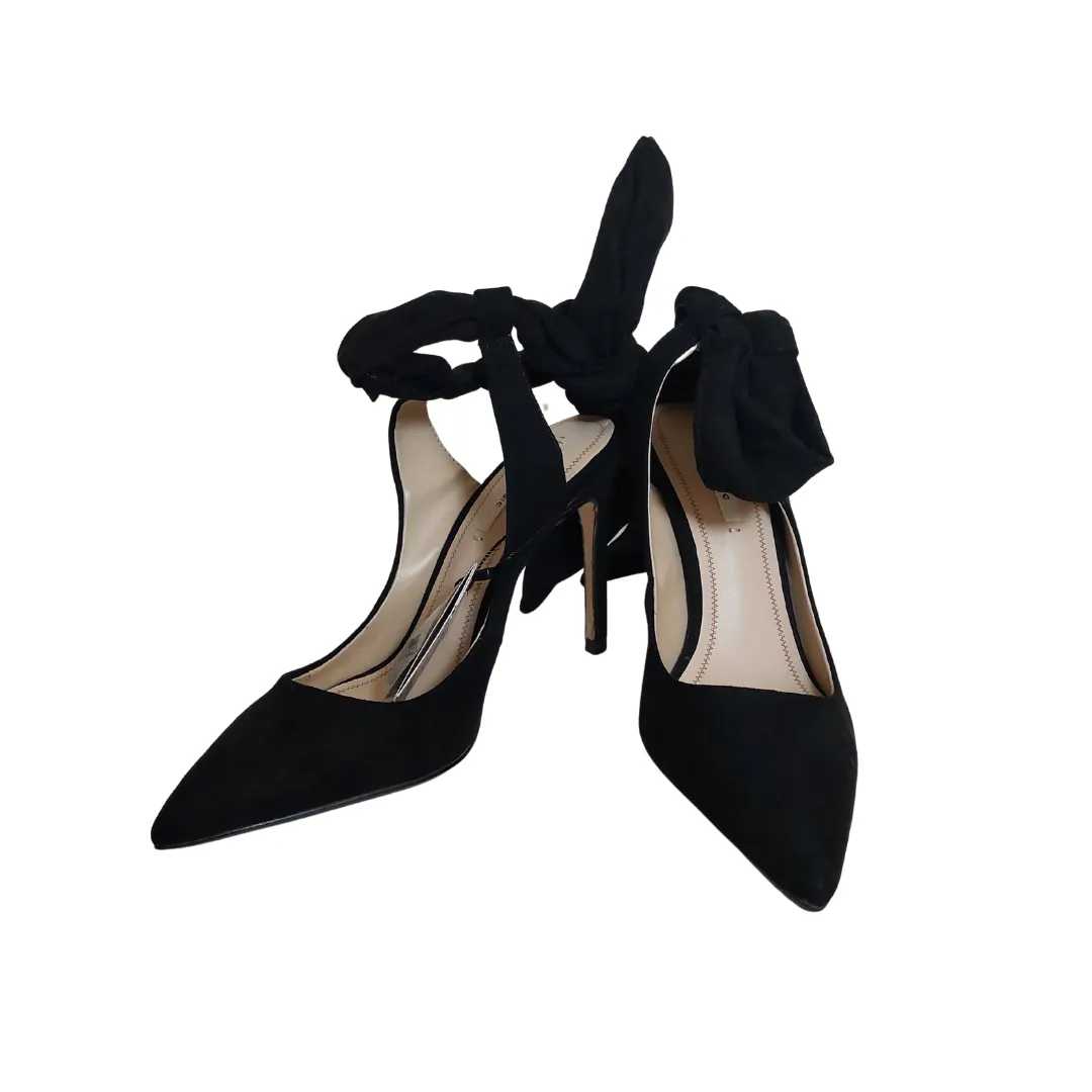 ZARA Black Suede Bowtie Pointed Heels | Brand New |