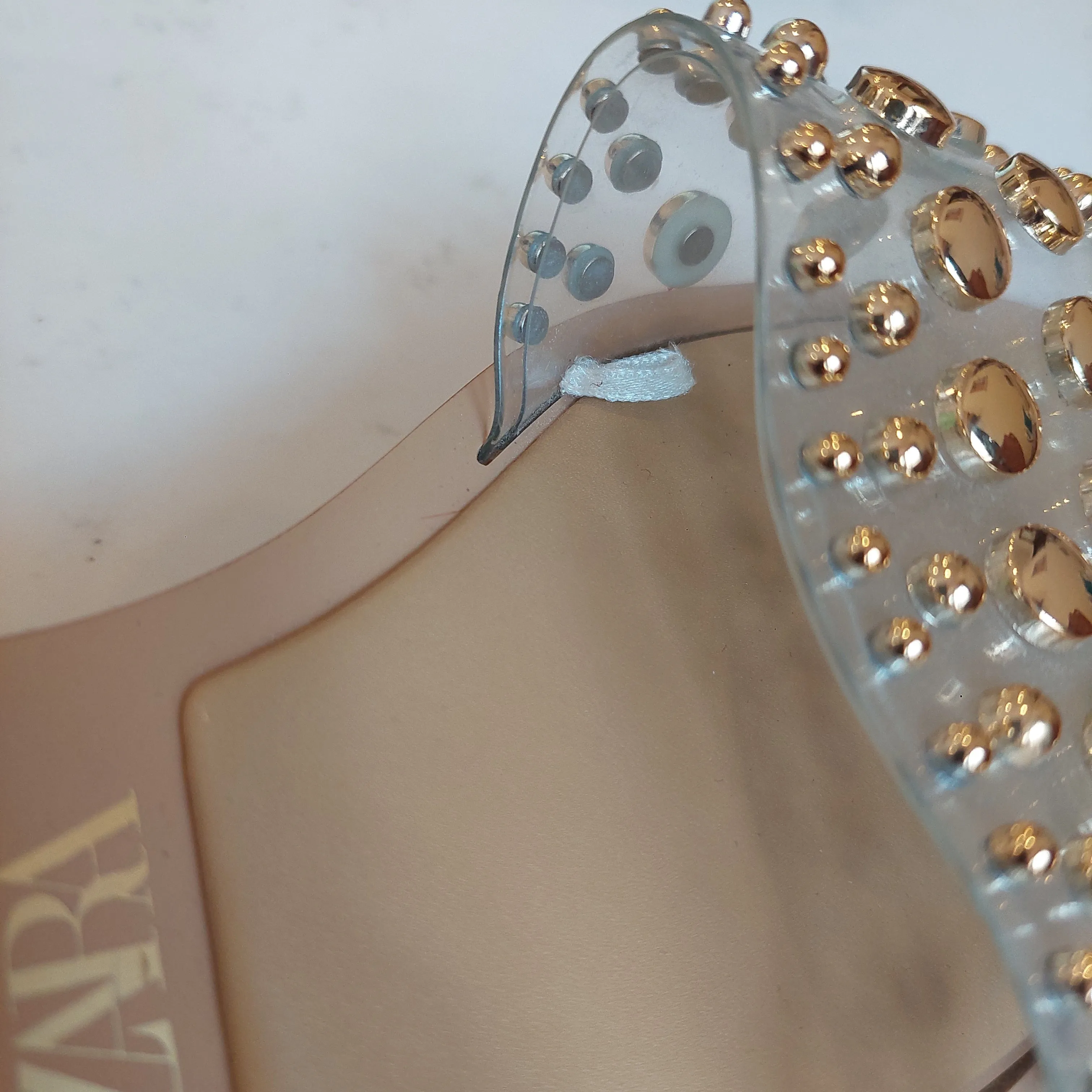 ZARA Gold Studded Vinyl Strap Flats | Gently Used |