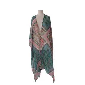 ZARA Green & Pink Printed Sheer Cover-up | Like new |