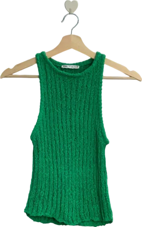 Zara Green Knitted Sleeveless Top UK 8