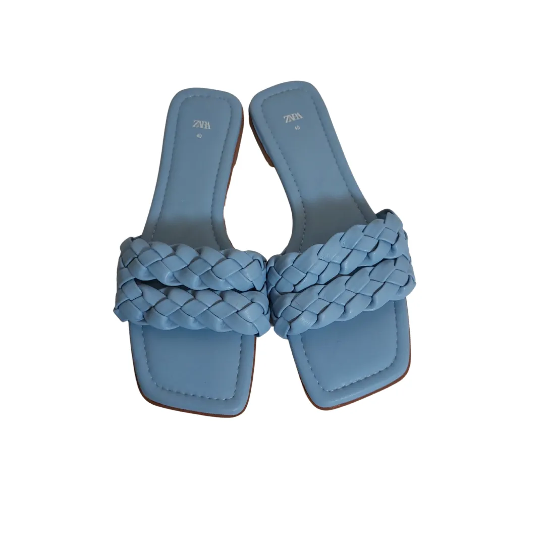 ZARA Light Blue Braided Slides | Gently Used |