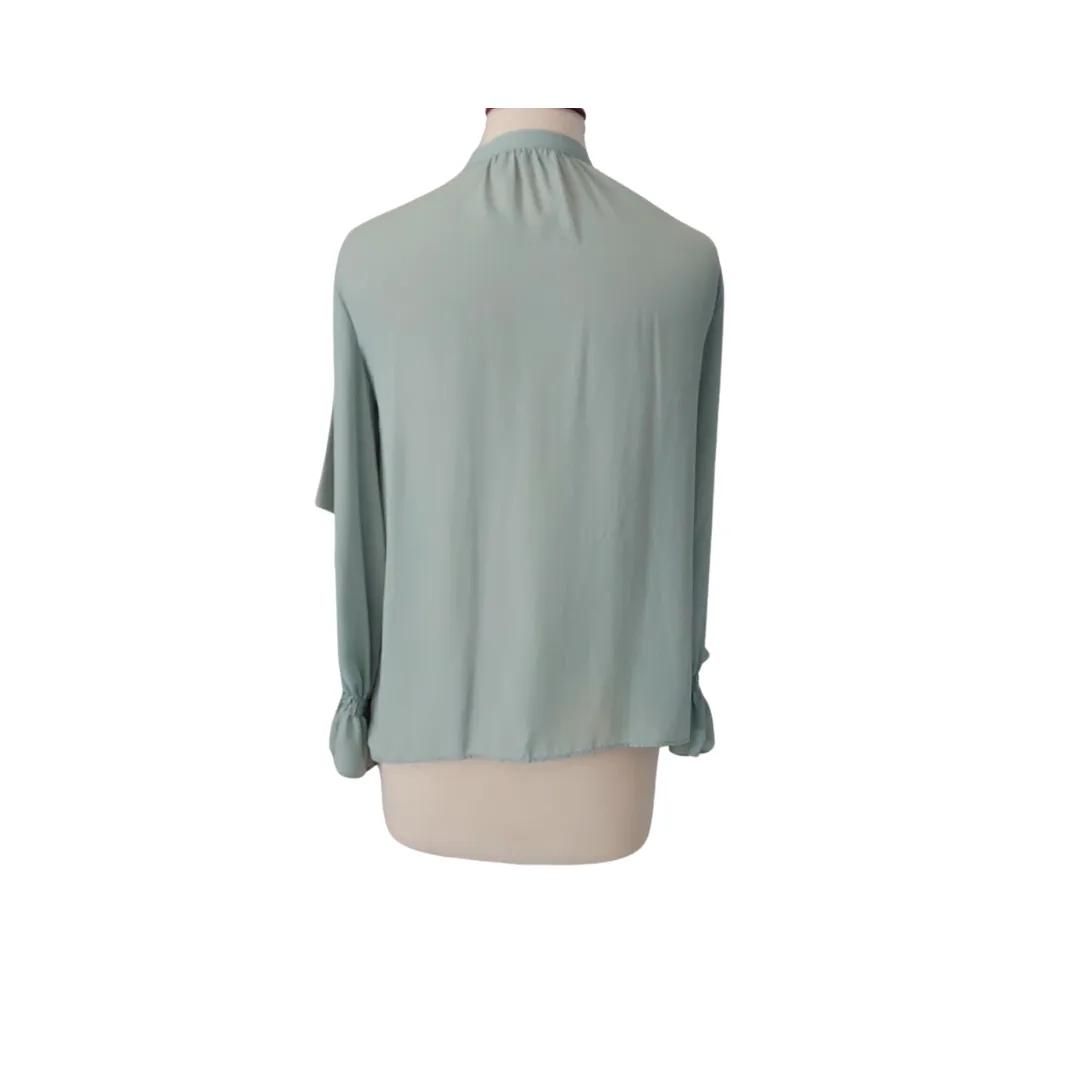 ZARA Mint Green Ruffle Blouse | Pre Loved |