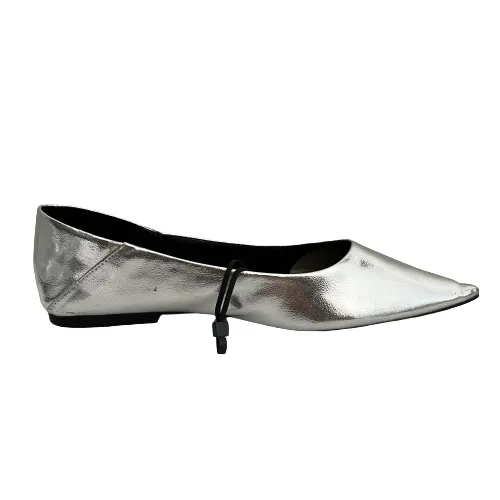 ZARA Silver Metallic Mirror Pointed Flats | Brand New |